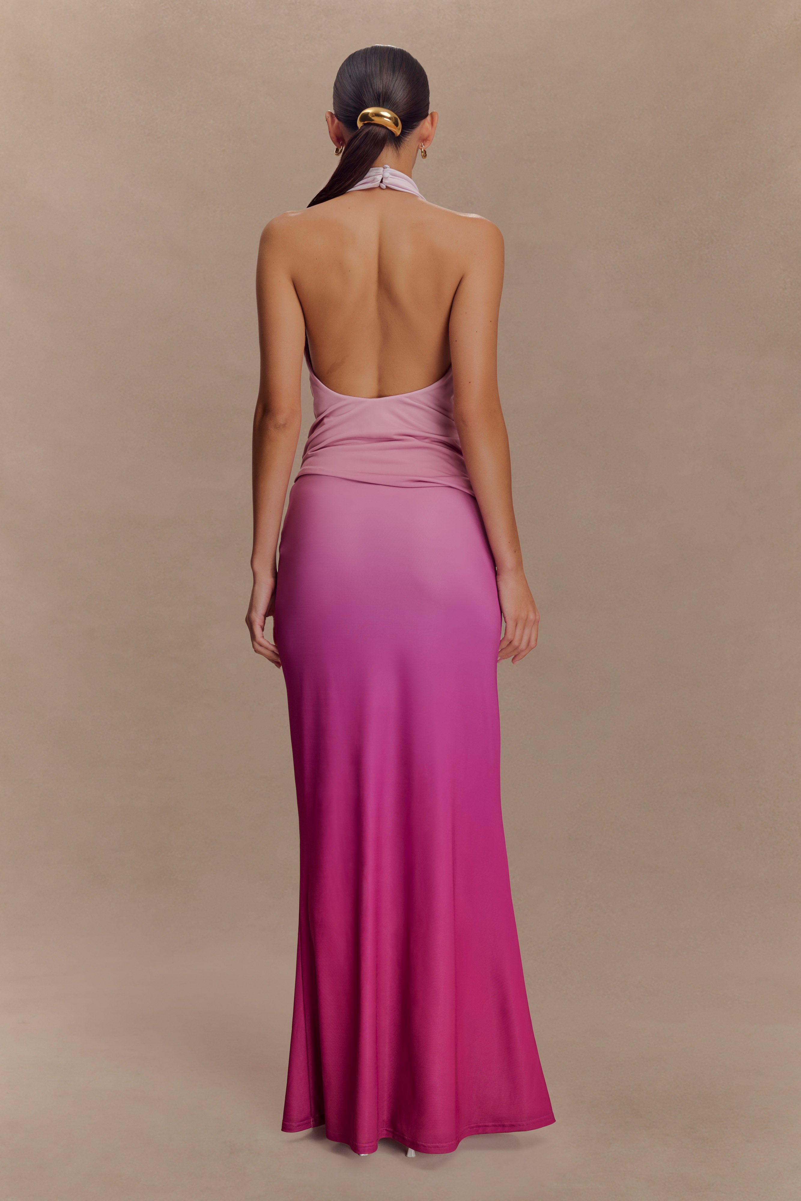 Alternative view of Bruna Slinky Fishtail Maxi Skirt - Ombre Pink