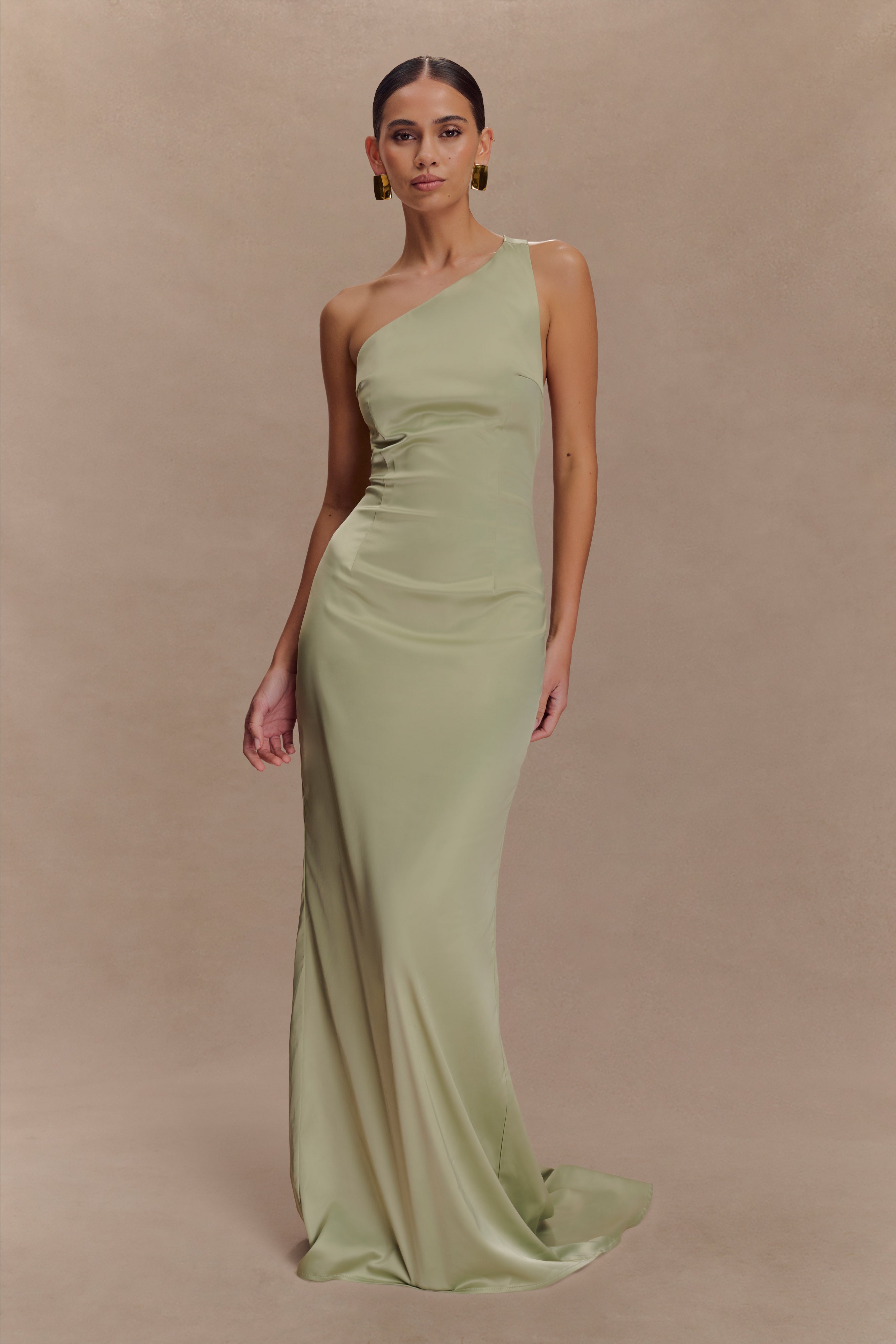 Harper One Shoulder Gown - Sage - Image 5
