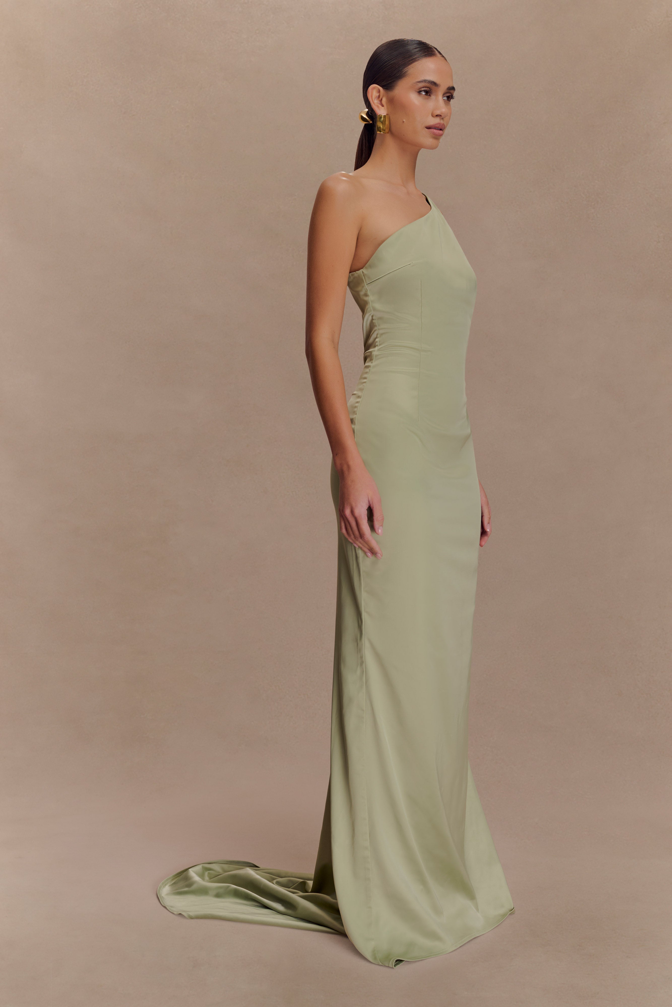 Harper One Shoulder Gown - Sage - Image 4