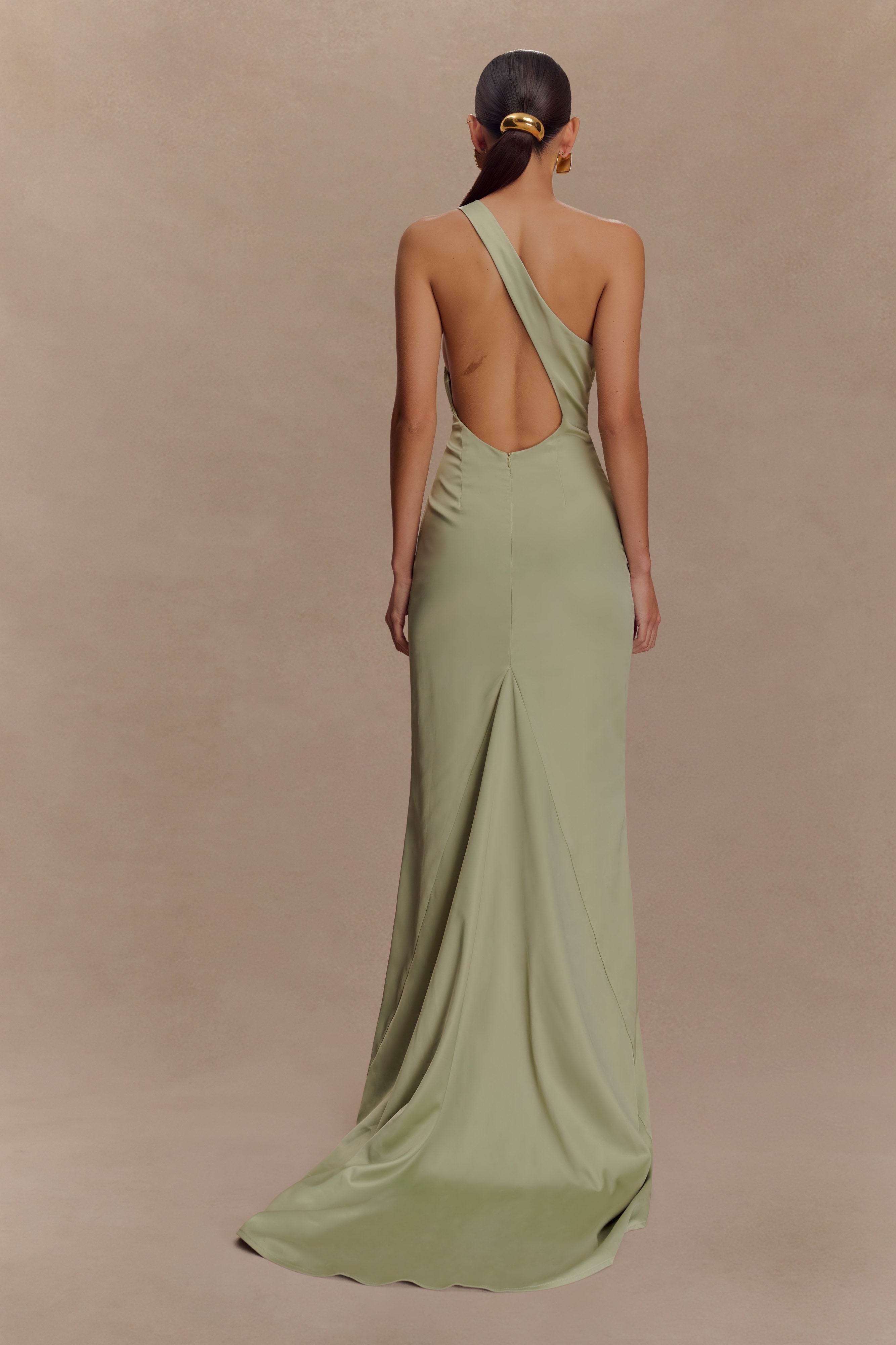 Alternative view of Harper One Shoulder Gown - Sage
