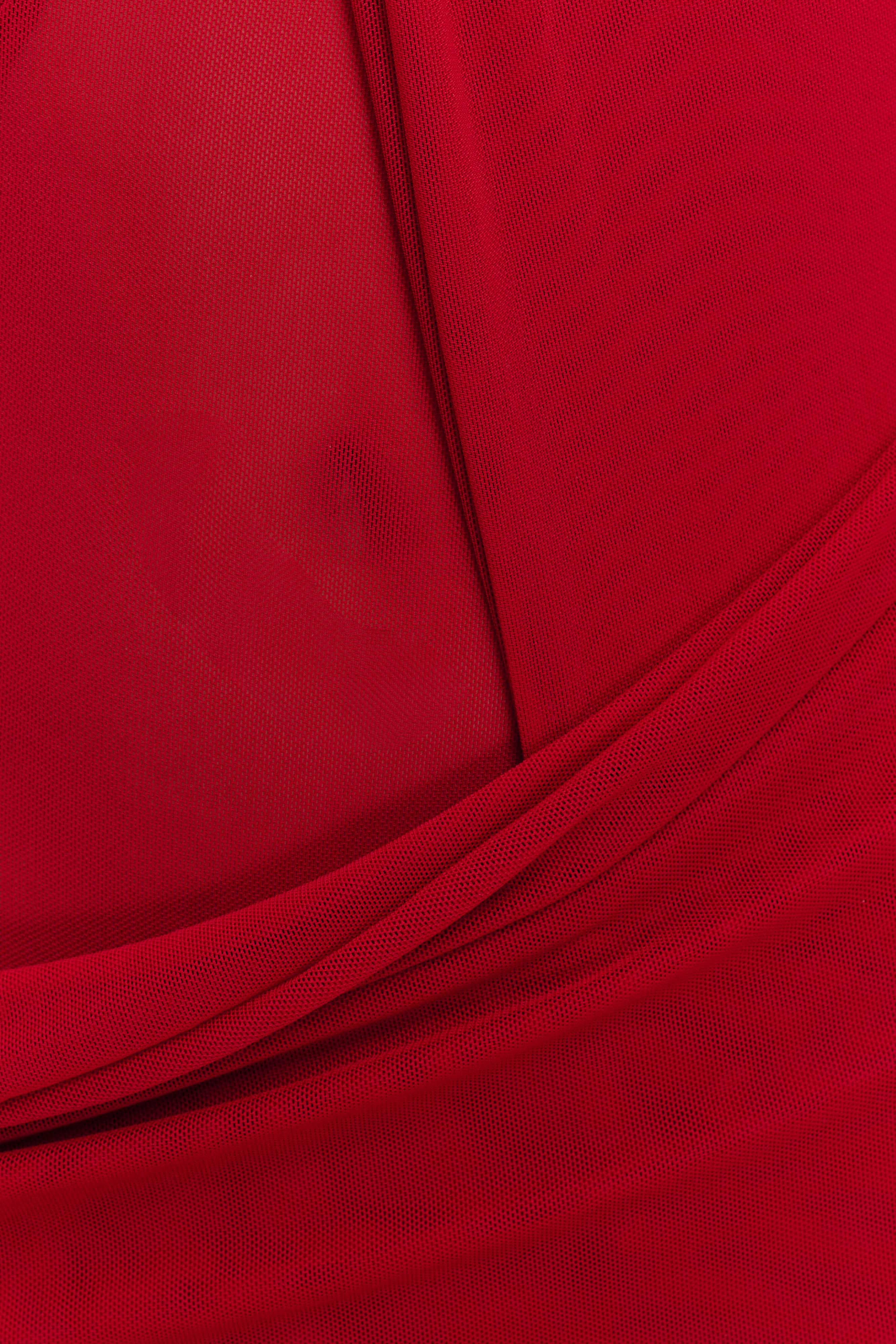 Edwina Knotted Mesh Maxi Dress - Red - Image 9