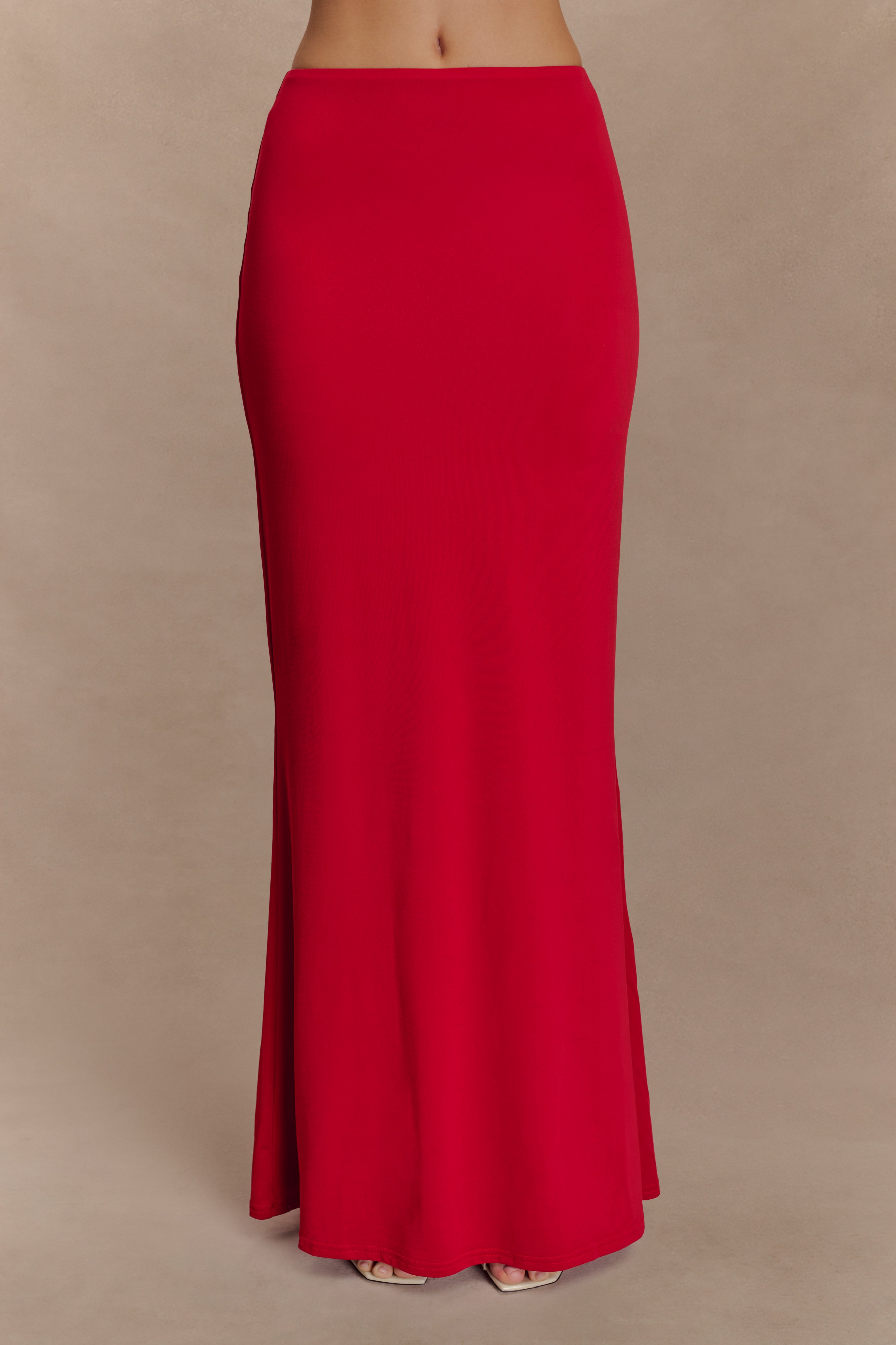 Alternative view of Bruna Slinky Fishtail Maxi Skirt - Red