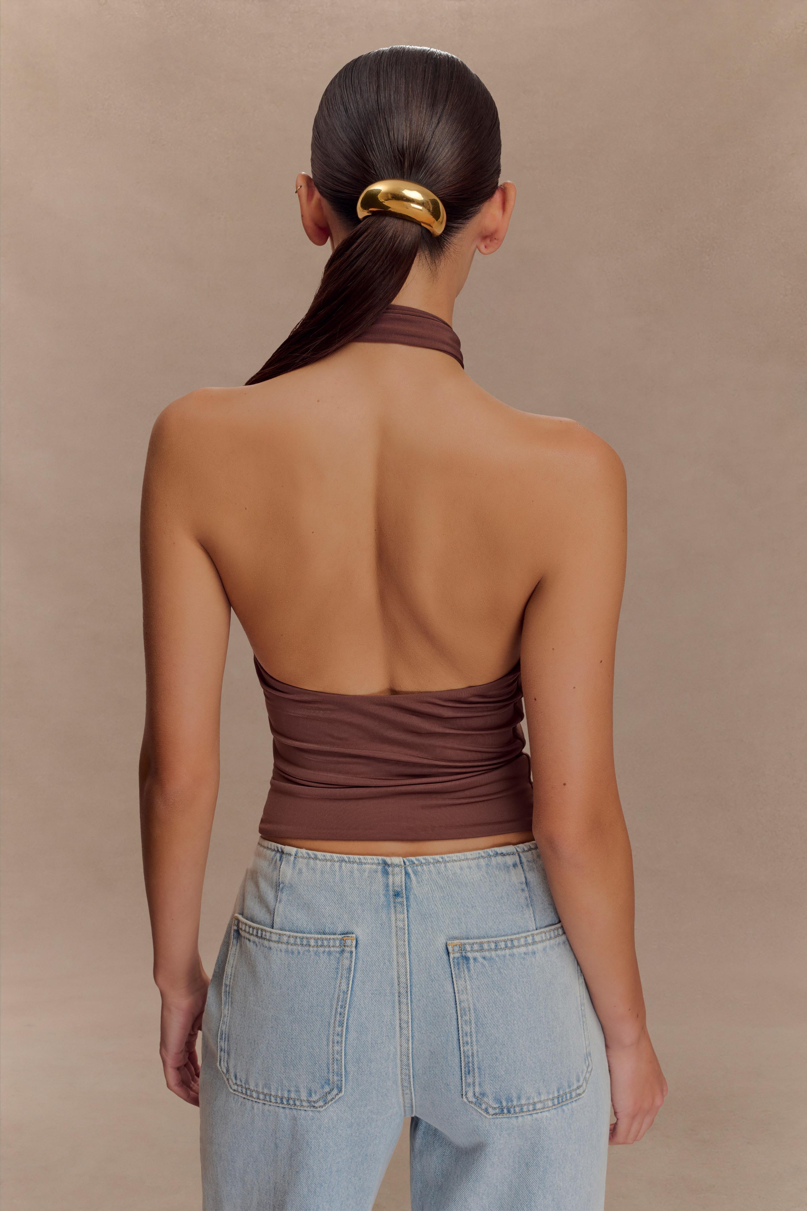 Alternative view of Mariposa Slinky Halter Top - Chocolate