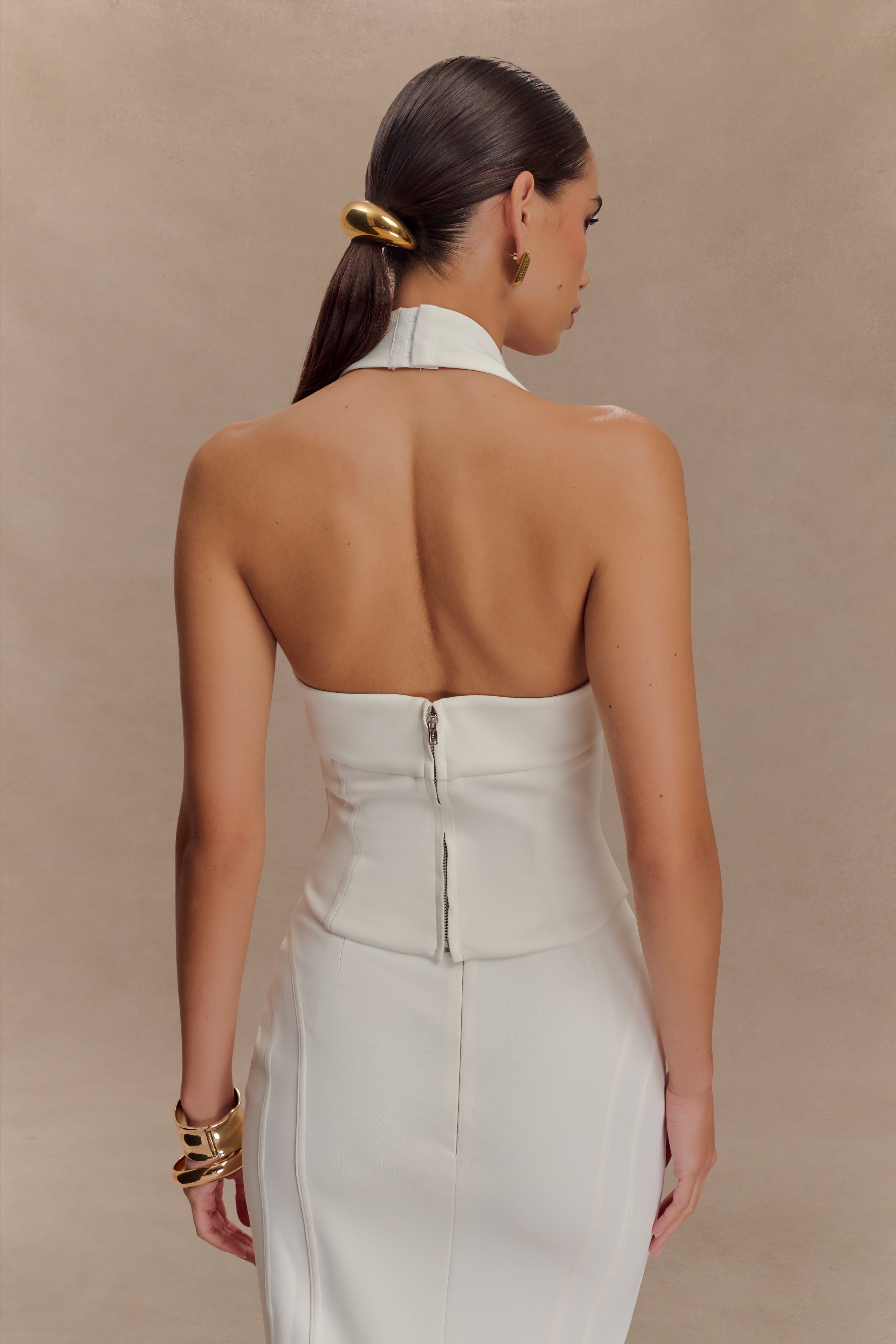 Alternative view of Meadow Corset Halter Top - White