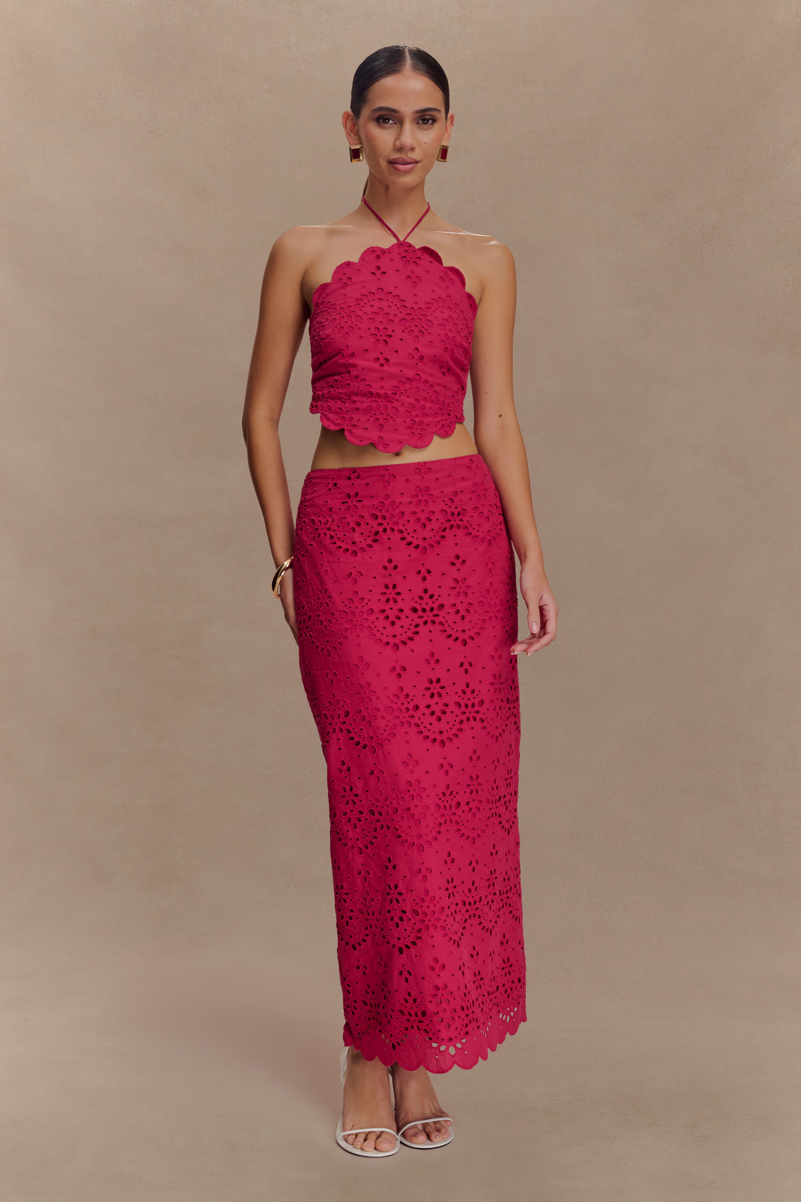 Kensley Broderie Midi Skirt - Dragonfruit - Image 6