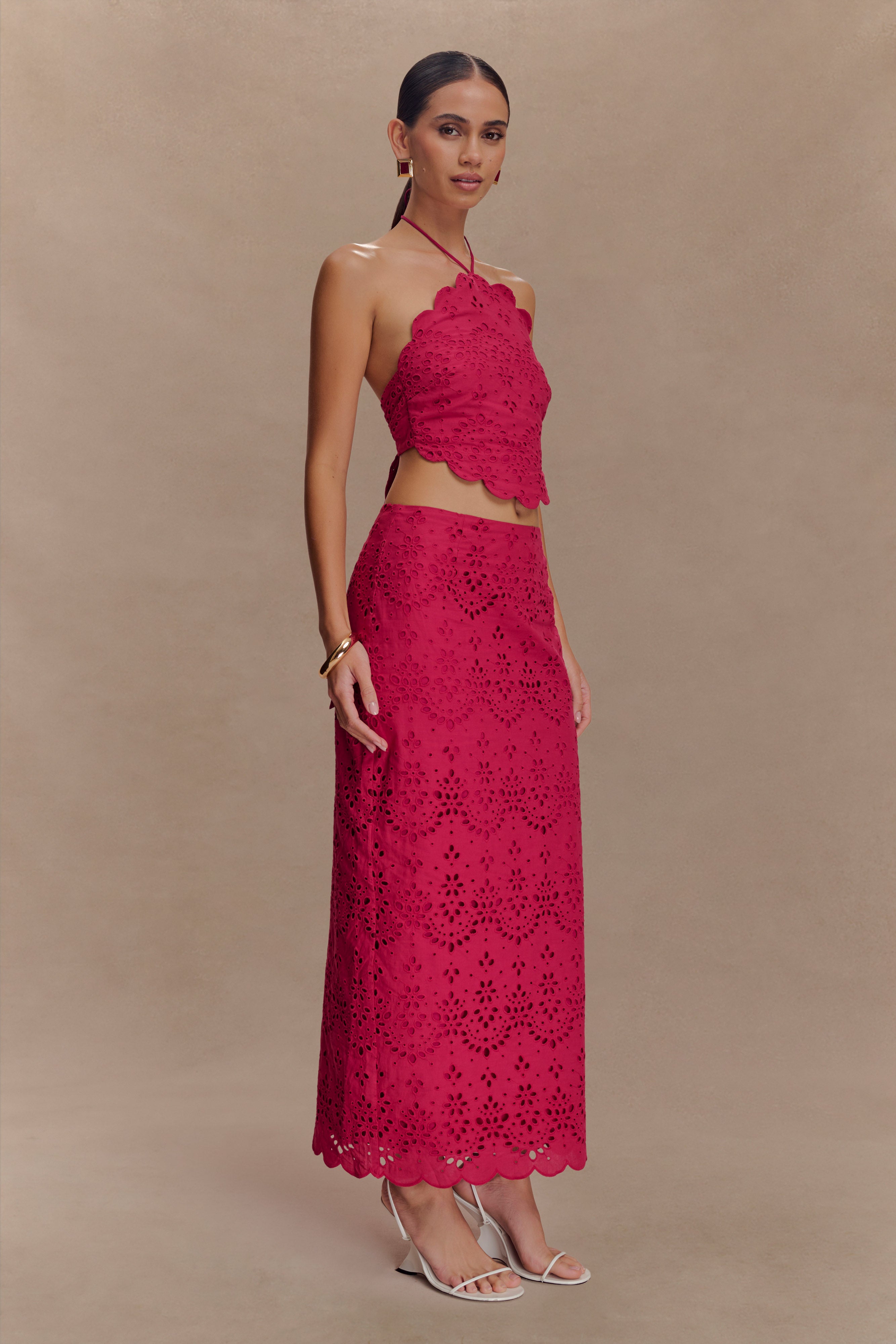 Kensley Broderie Midi Skirt - Dragonfruit - Image 5