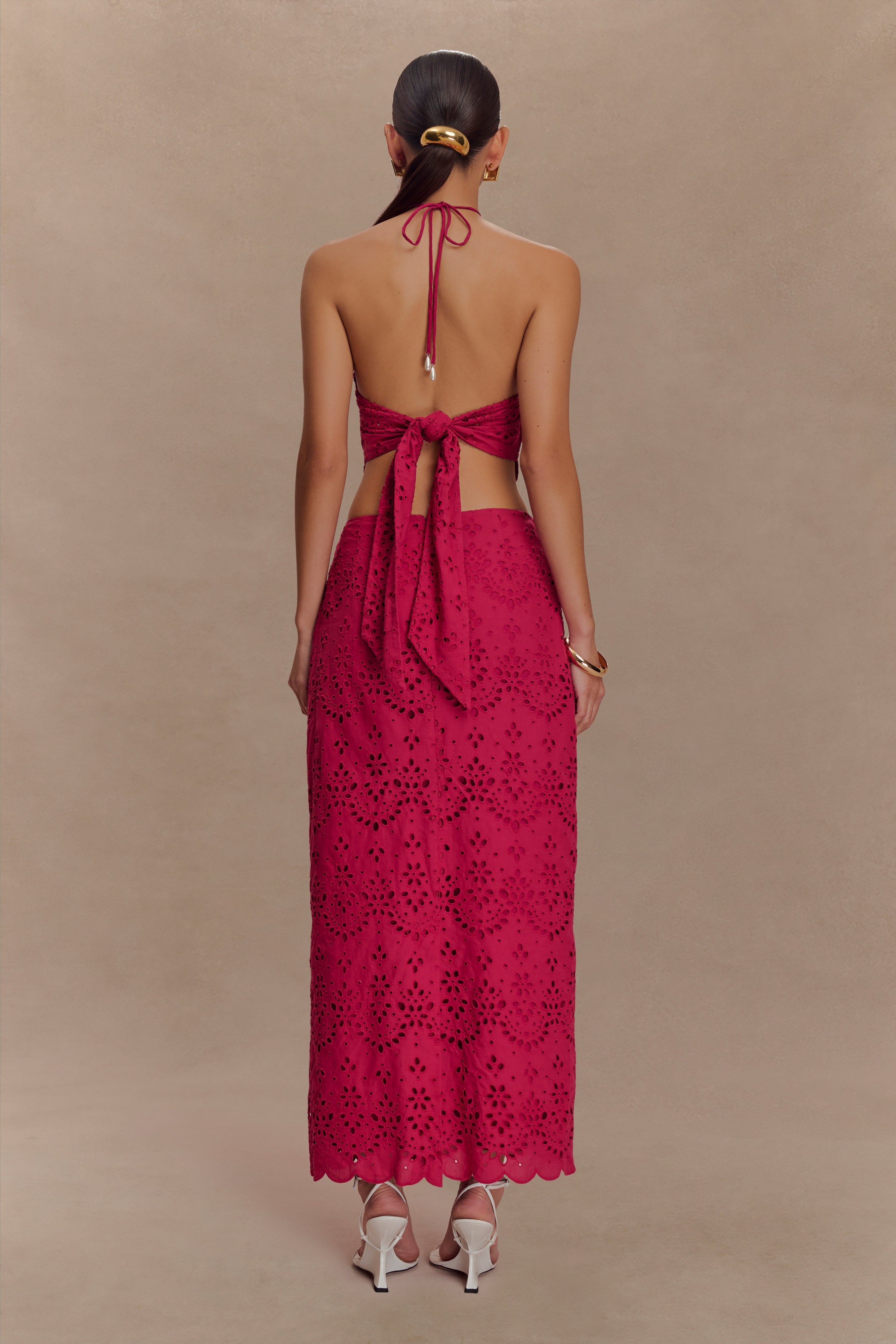 Alternative view of Kensley Broderie Midi Skirt - Dragonfruit