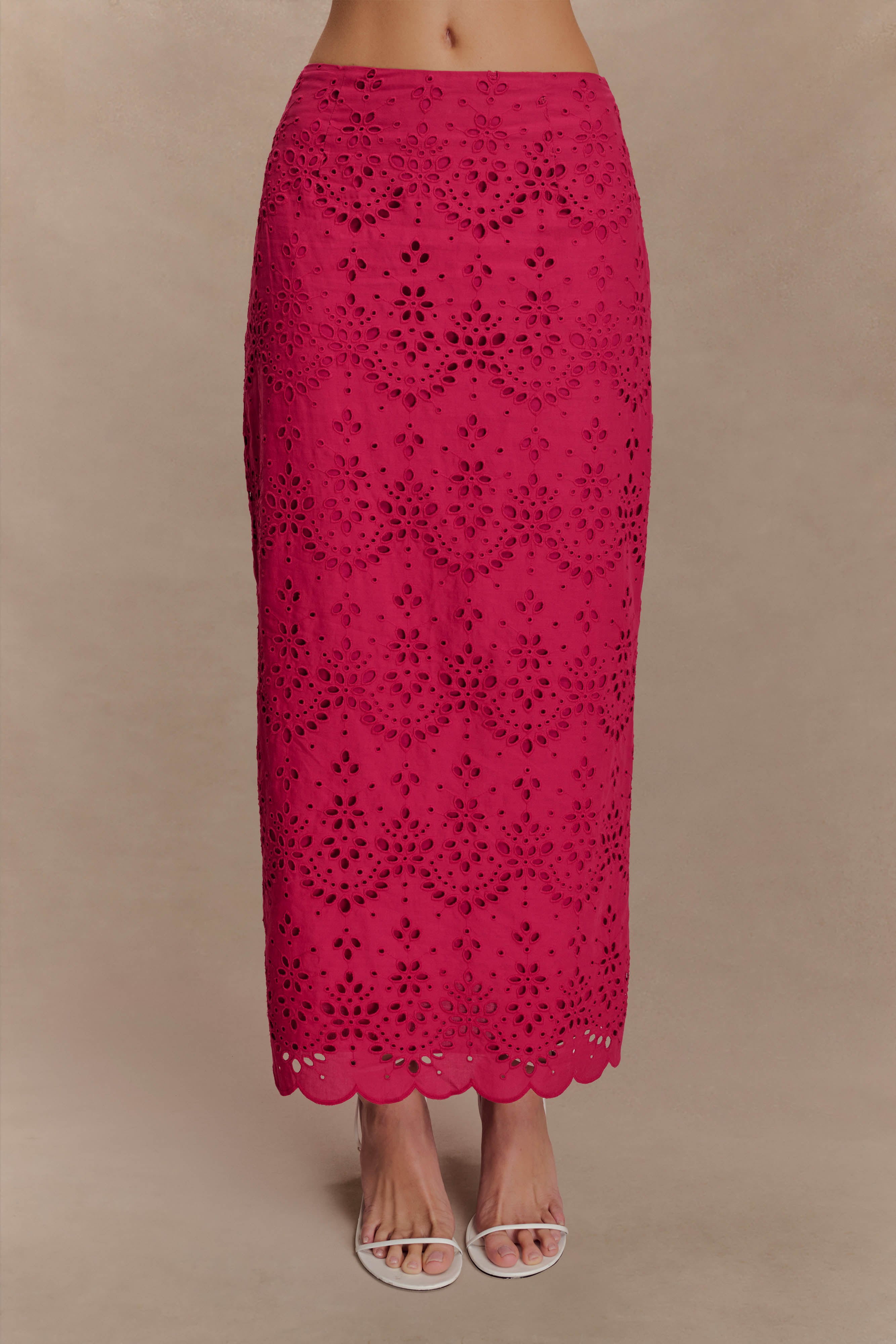 Kensley Broderie Midi Skirt - Dragonfruit - Image 3