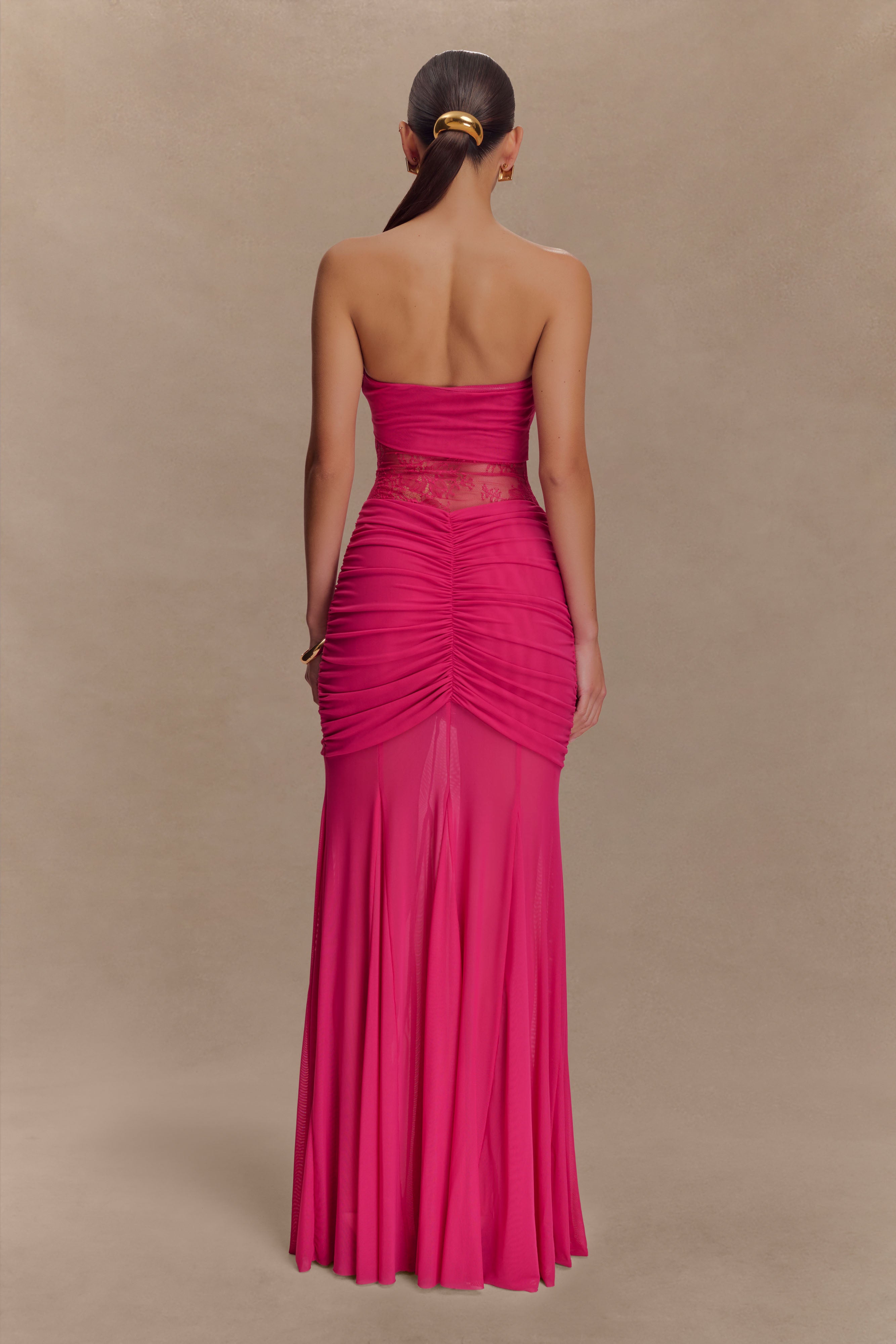 Alternative view of Khadijah Lace And Mesh Maxi Dress - Dragonfruit