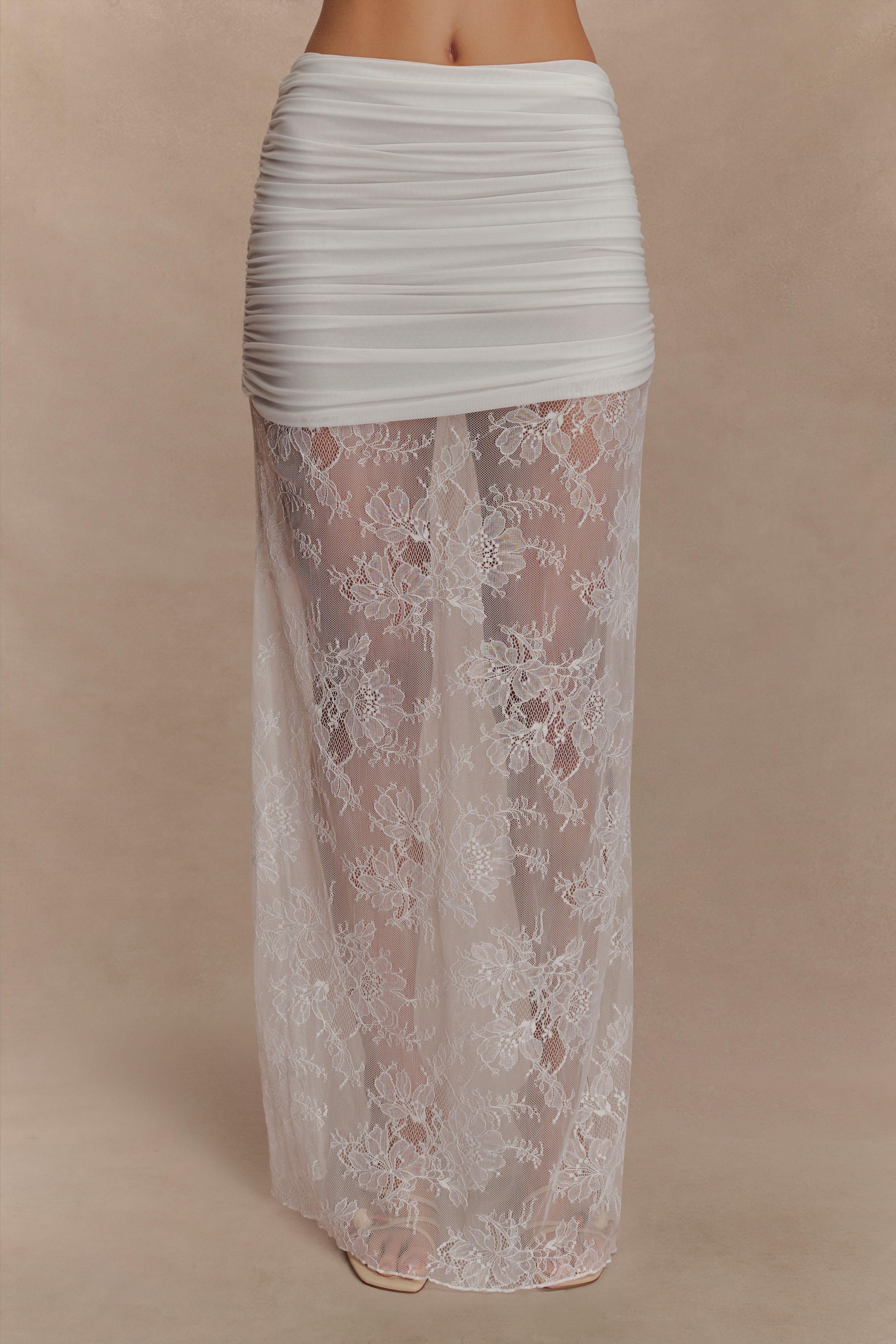 Alternative view of Guinevere Lace And Mesh Maxi Skirt - Ivory