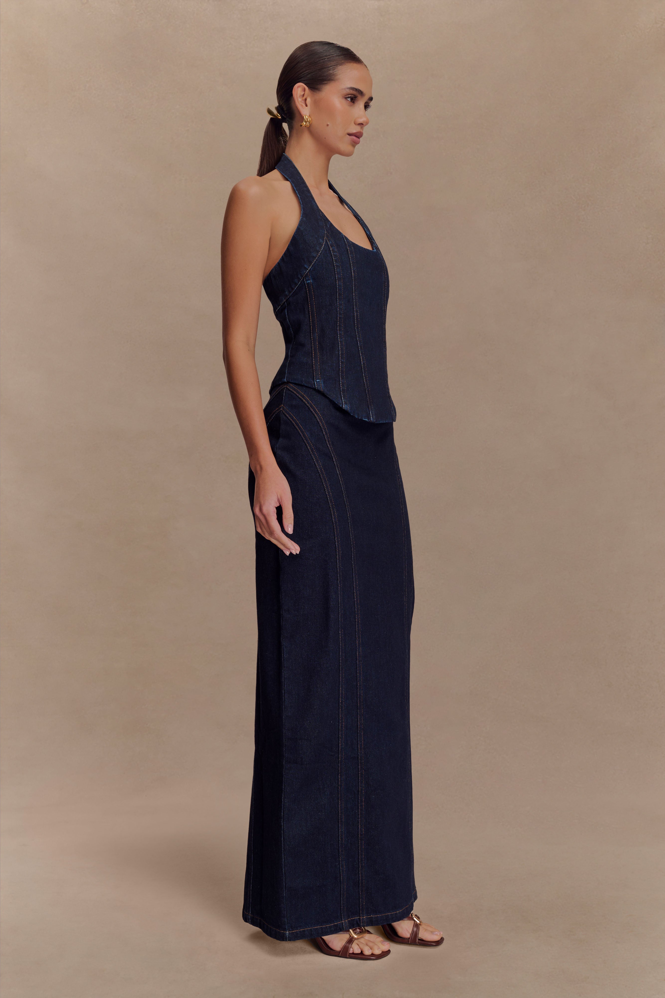 Alma Denim Maxi Skirt - Indigo Blue - Image 5