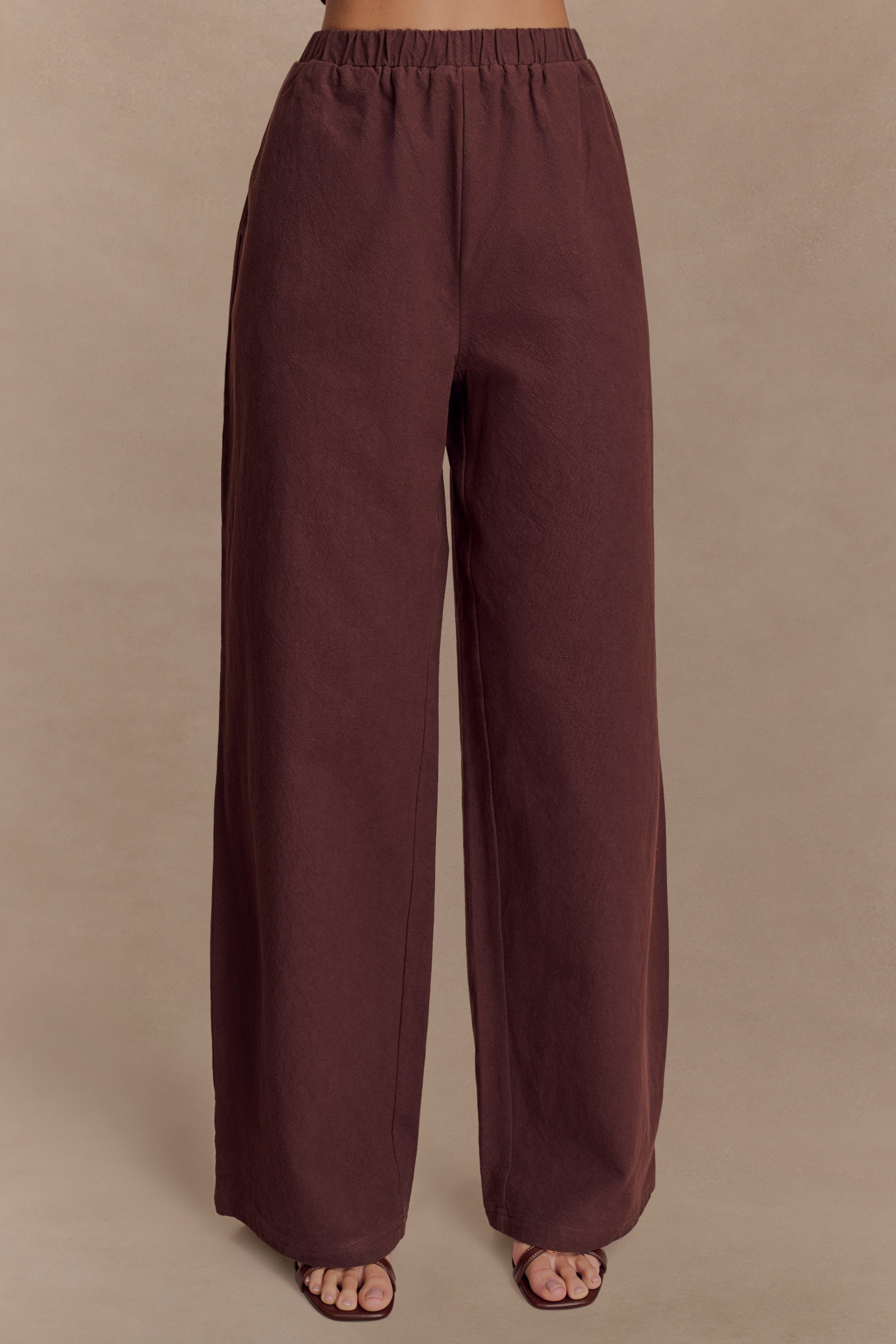 Janayia Cotton Wide Leg Pants - Dark Espresso - Image 4