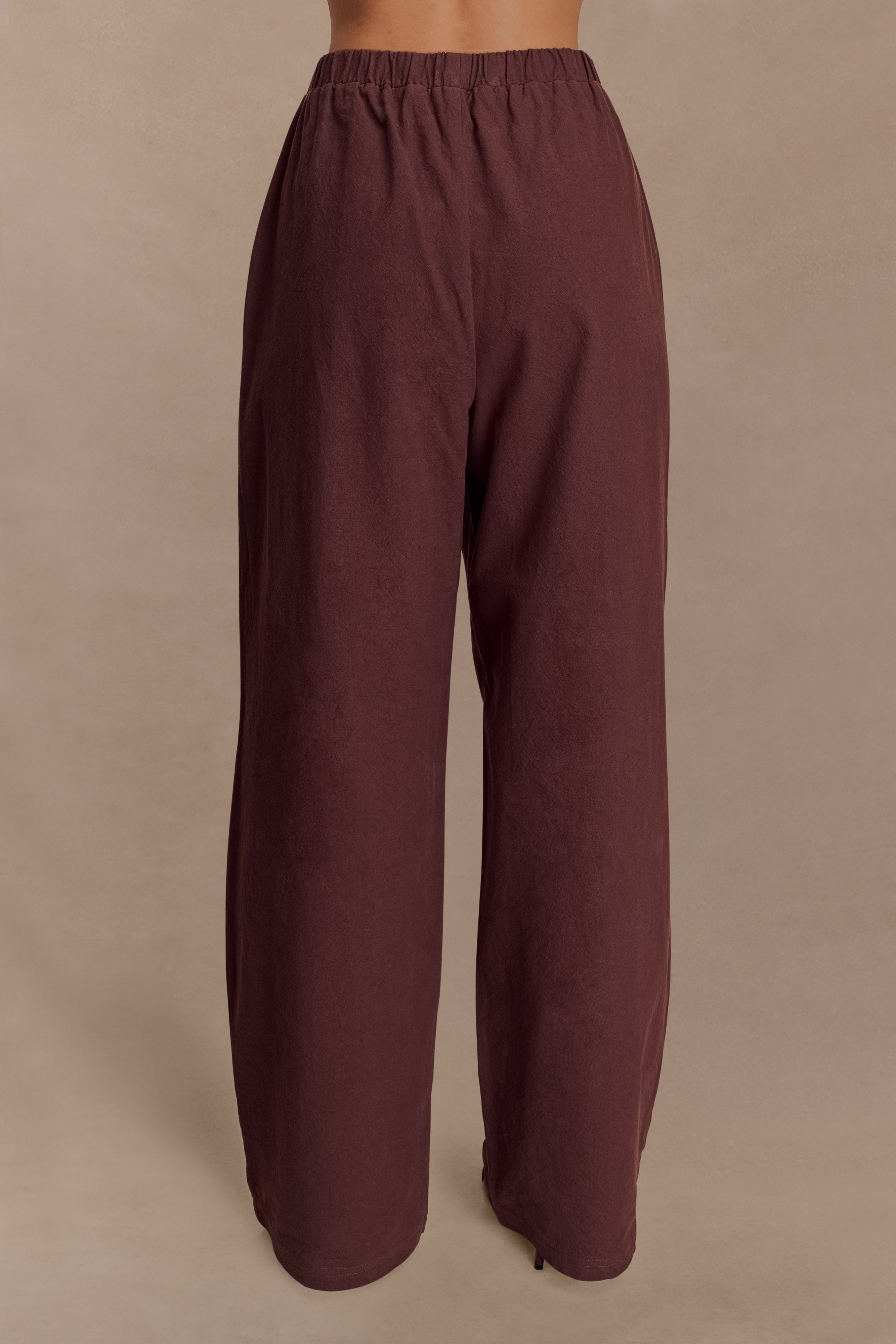 Janayia Cotton Wide Leg Pants - Dark Espresso - Image 5
