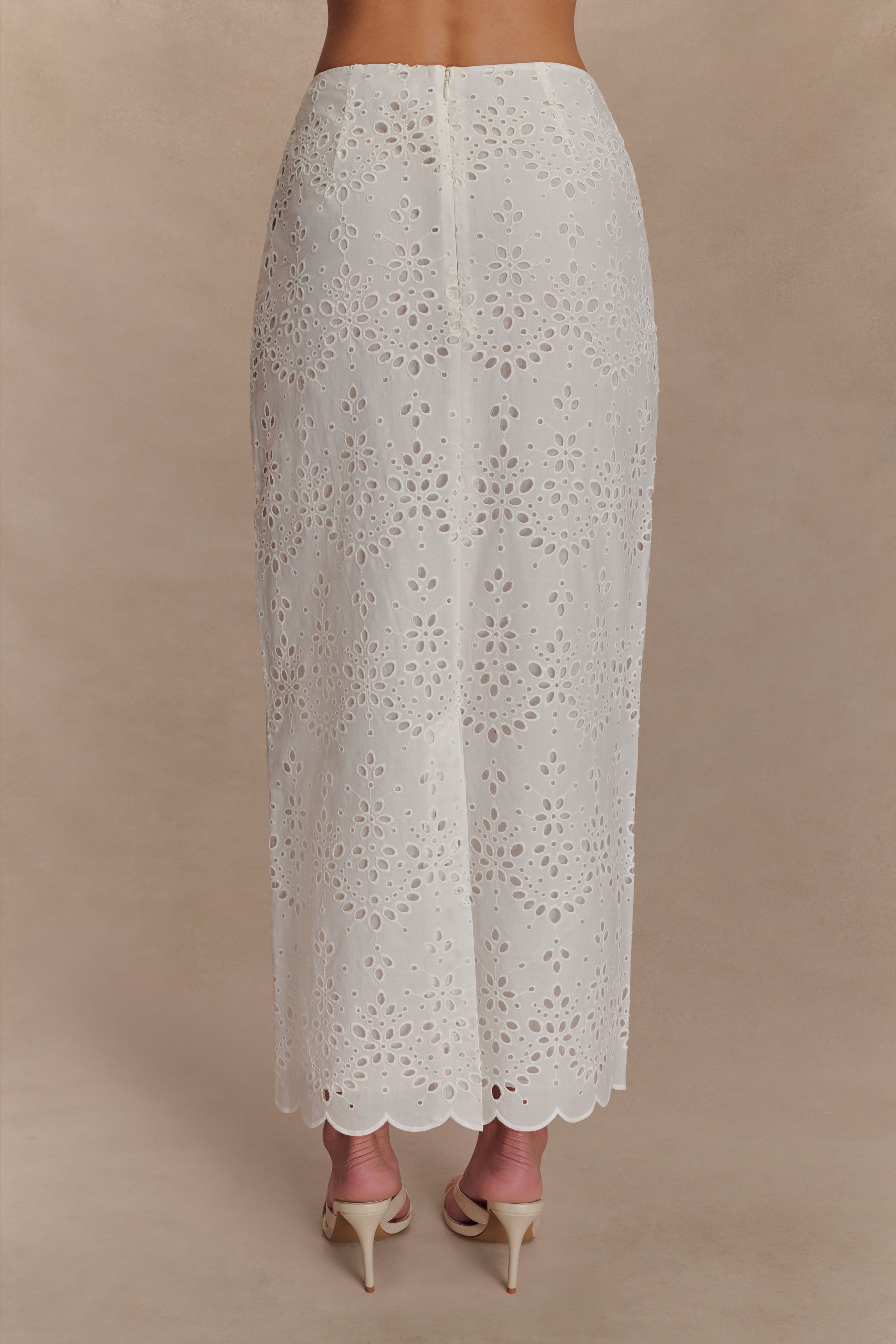 Alternative view of Kensley Broderie Midi Skirt - White