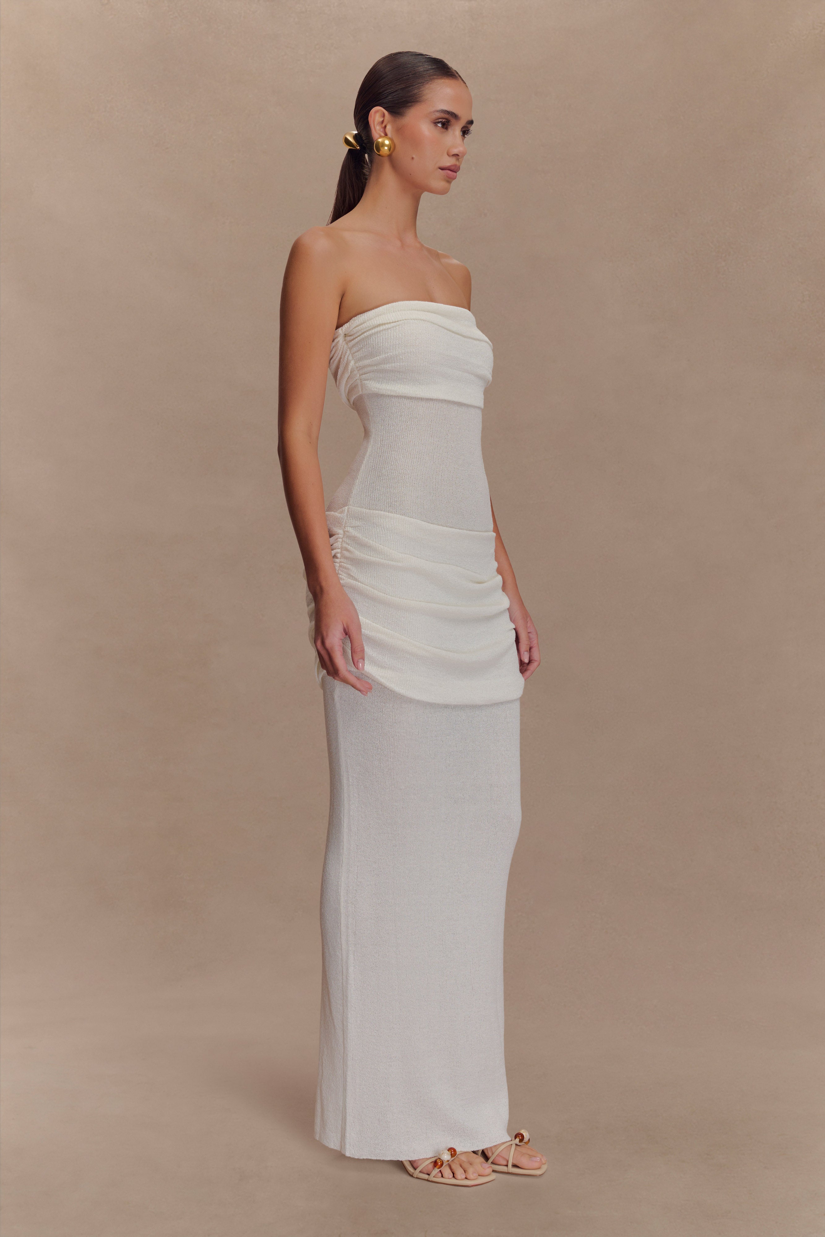 Elora Strapless Knit Maxi Dress - Ivory - Image 5