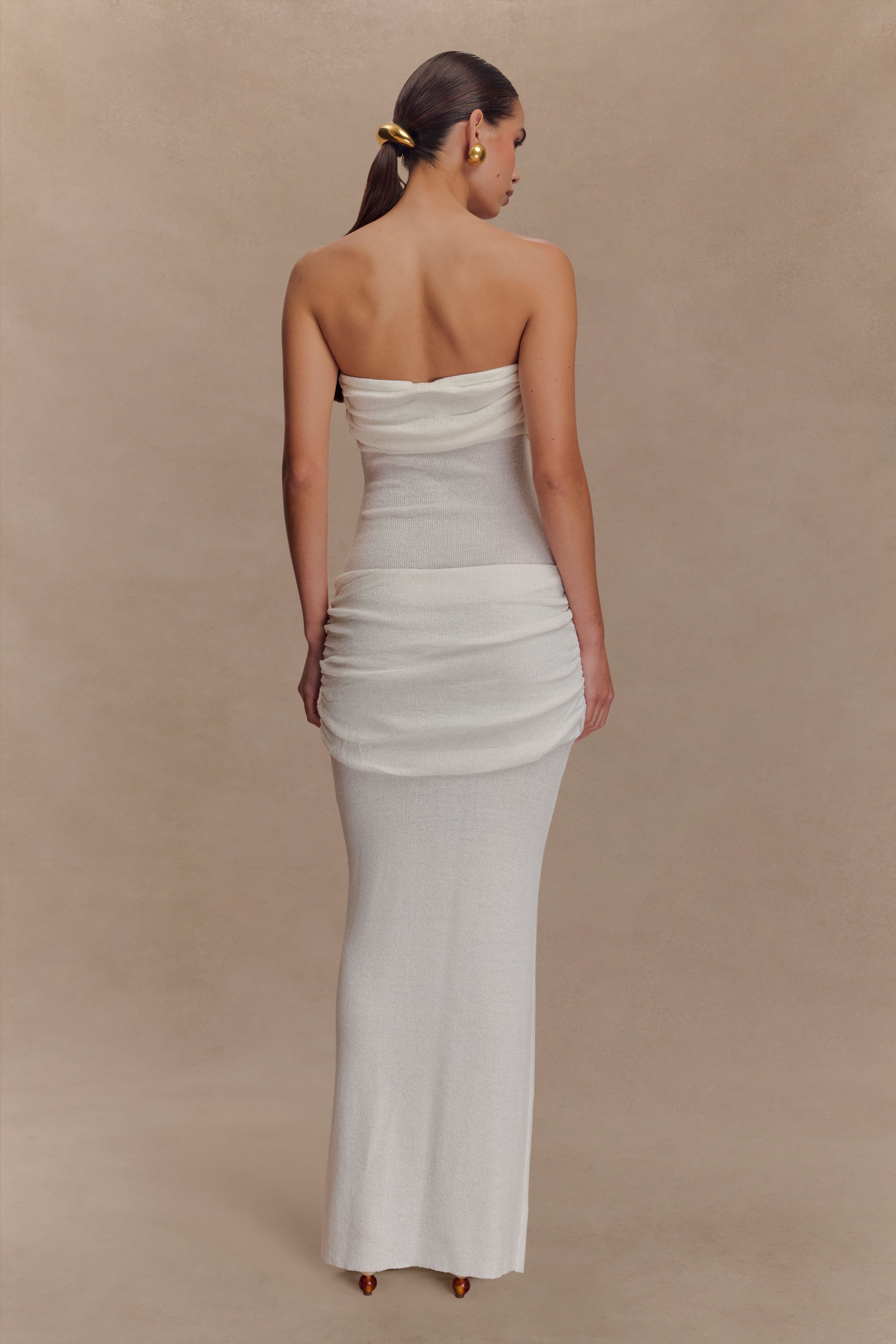 Elora Strapless Knit Maxi Dress - Ivory - Image 3