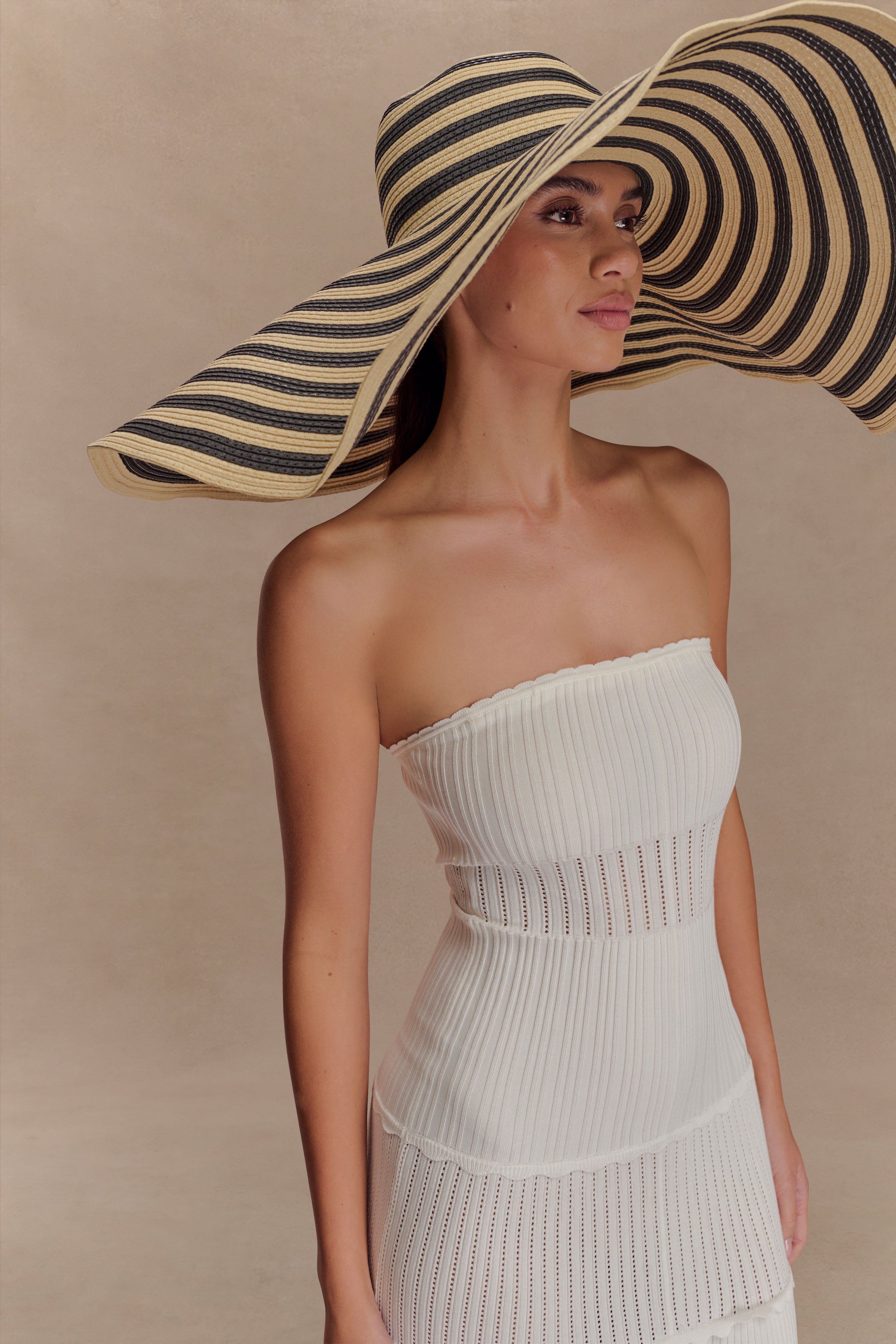 Alternative view of Cecil Straw Maxi Hat - Black And Neutral Stripe