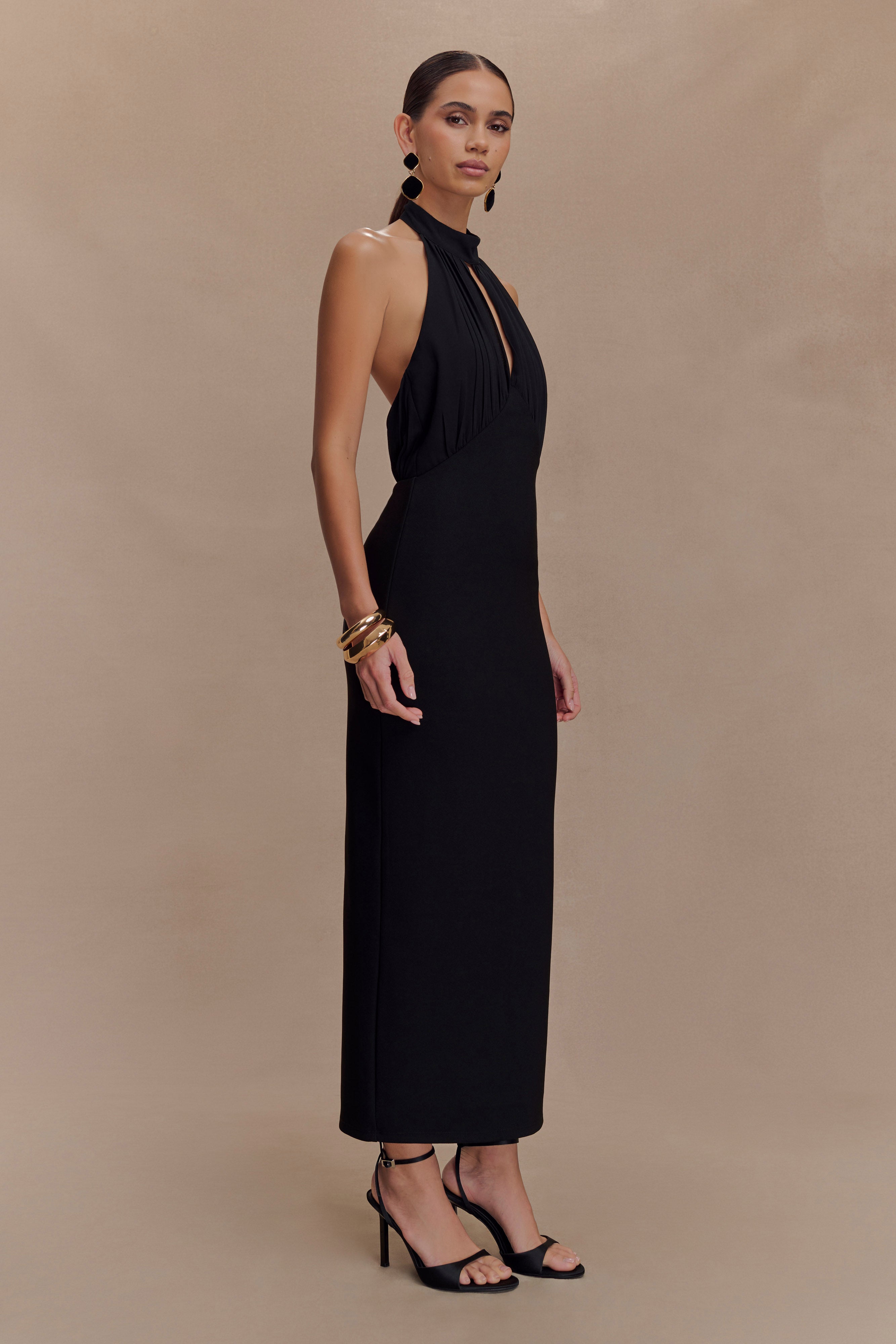 Mierah Halter Midi Dress - Black - Image 5