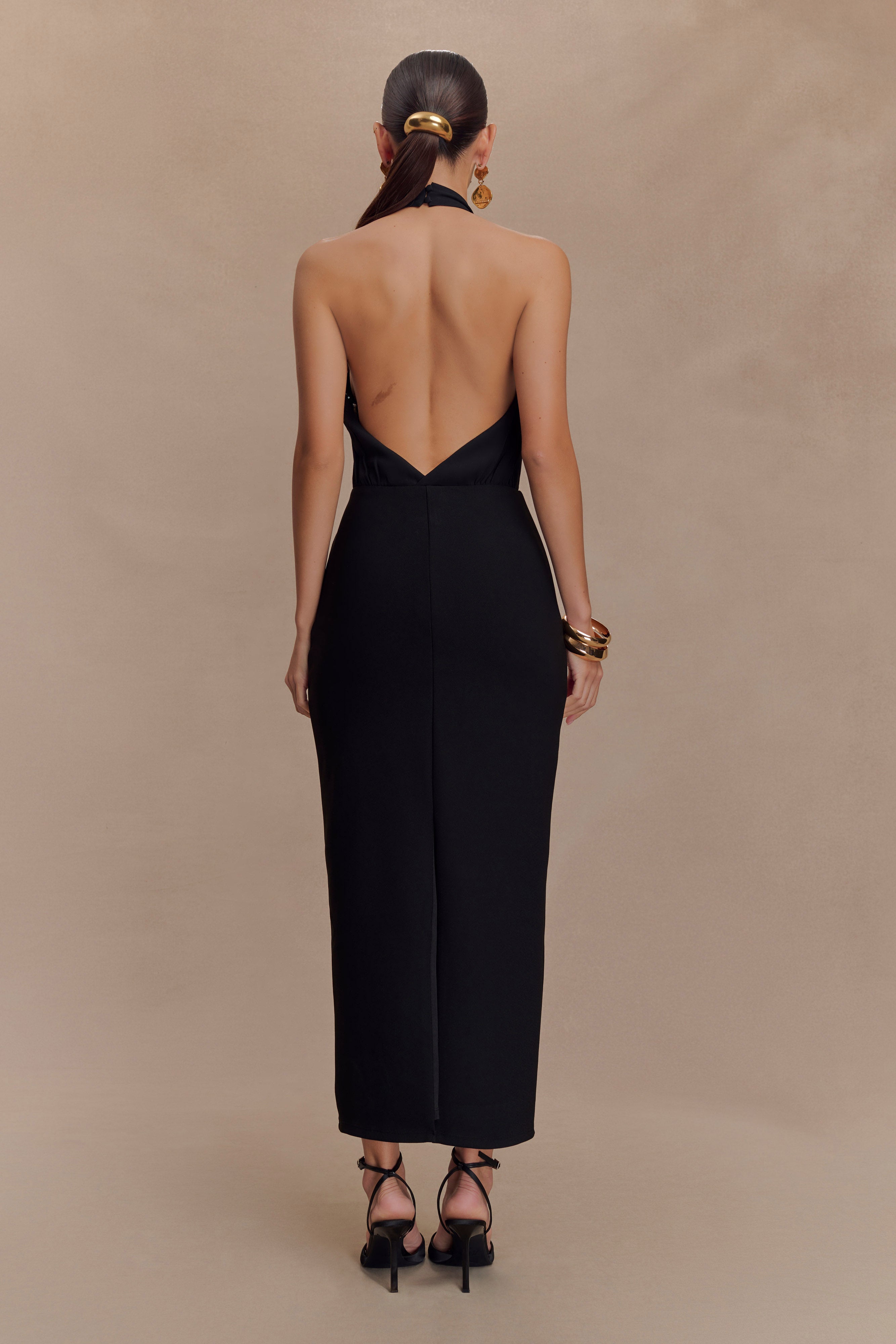 Alternative view of Mierah Halter Midi Dress - Black