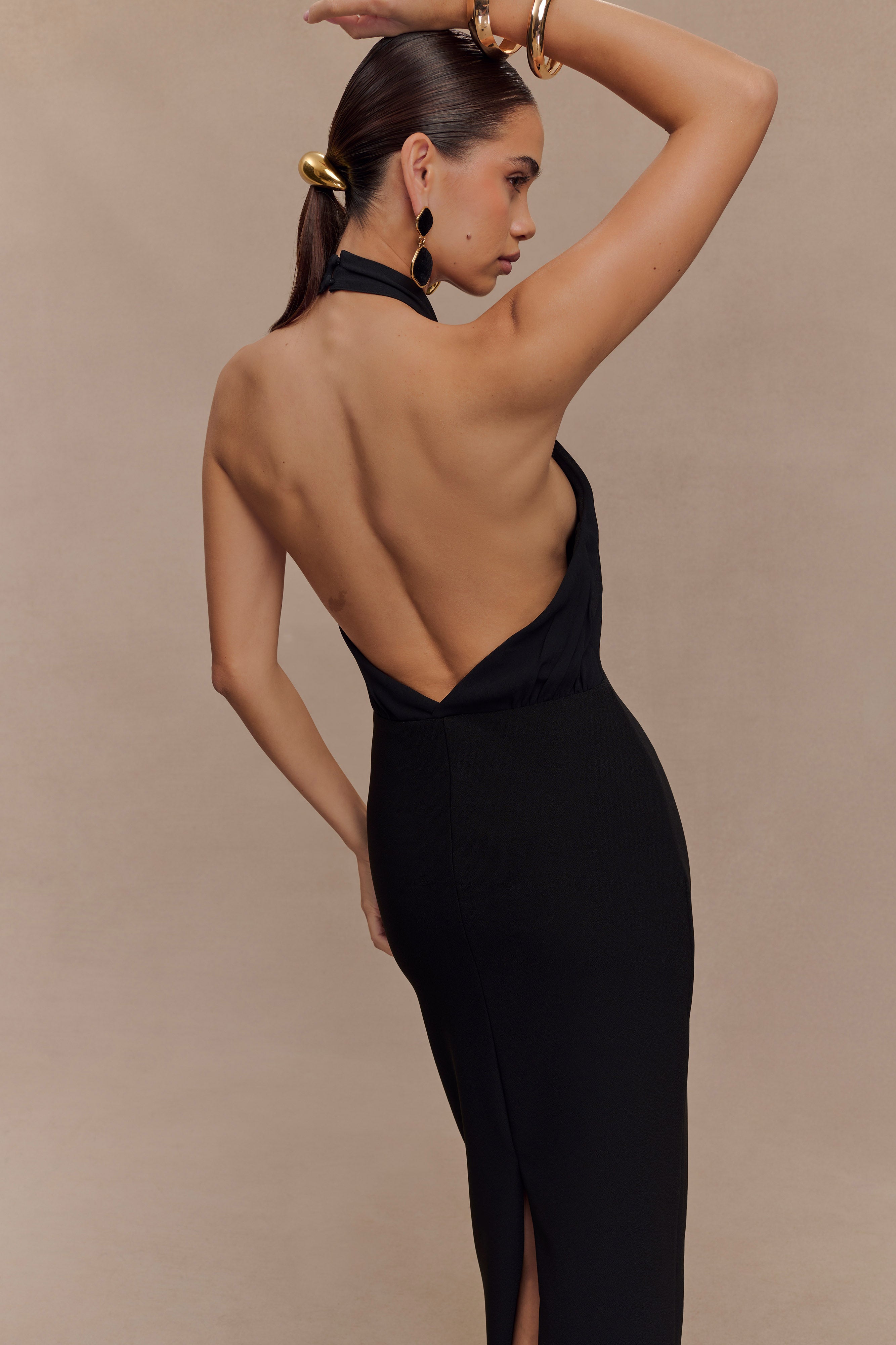 Mierah Halter Midi Dress - Black - Image 4