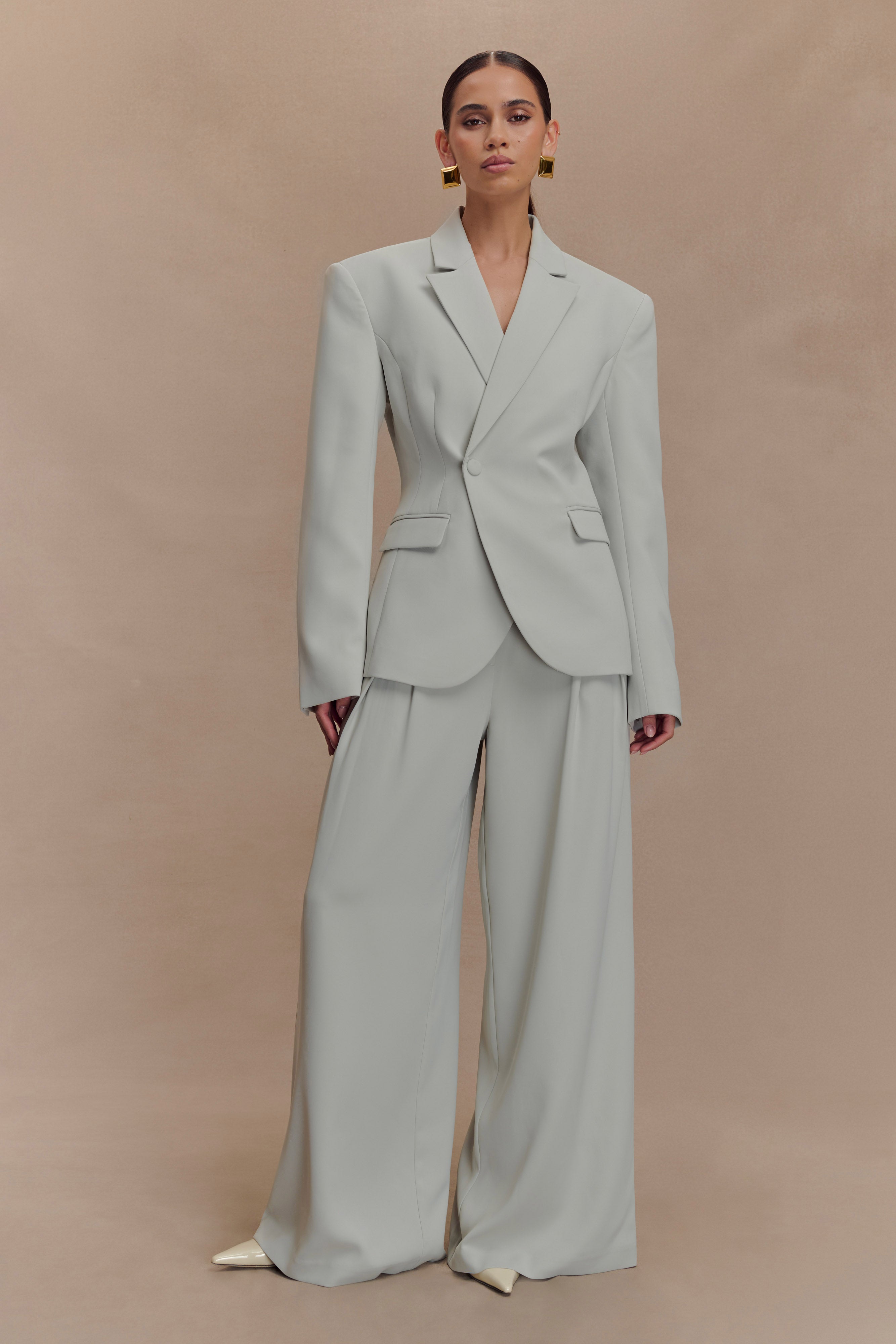 Jameson Cinched Suiting Blazer - Light Sage - Image 5