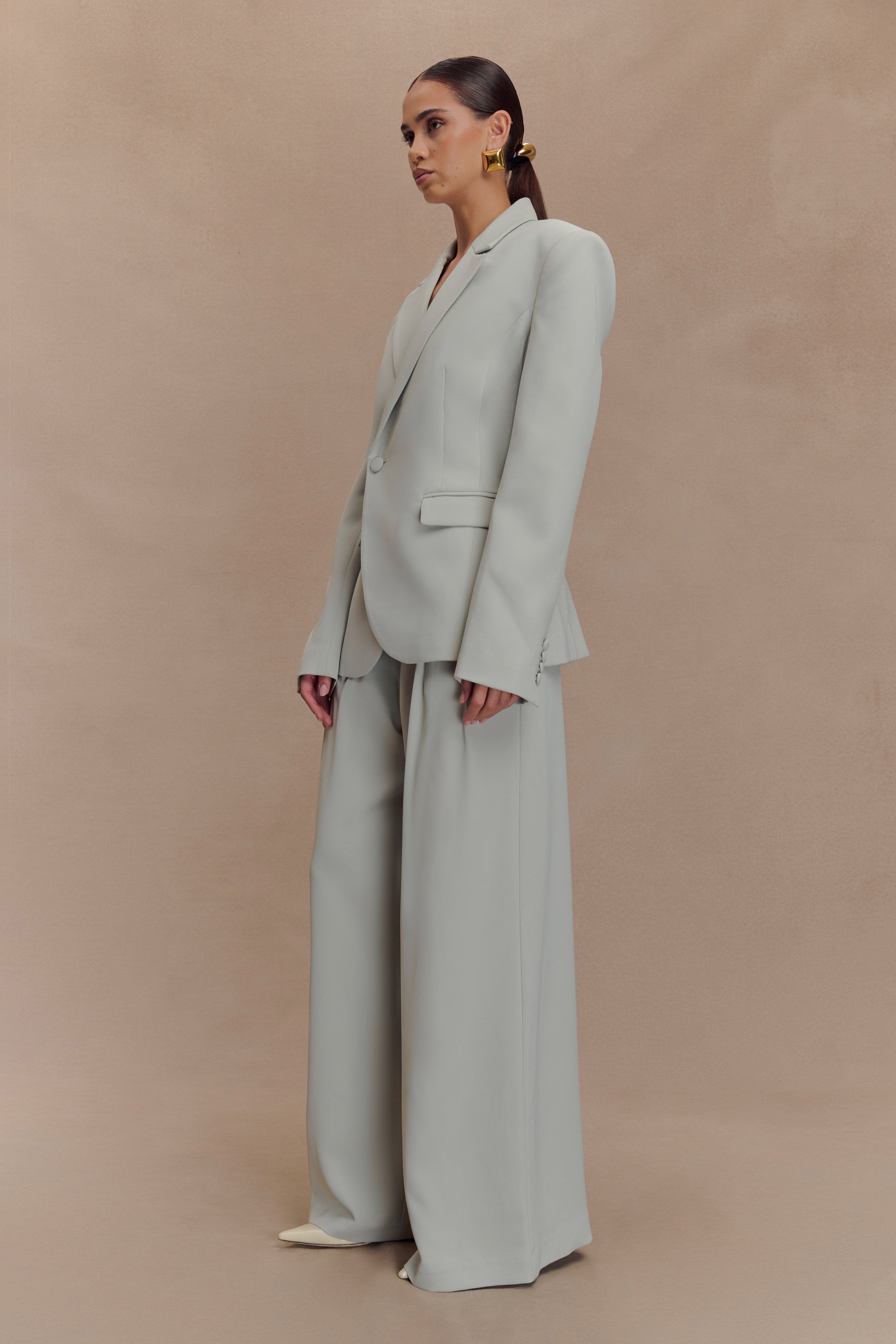Jameson Cinched Suiting Blazer - Light Sage - Image 4