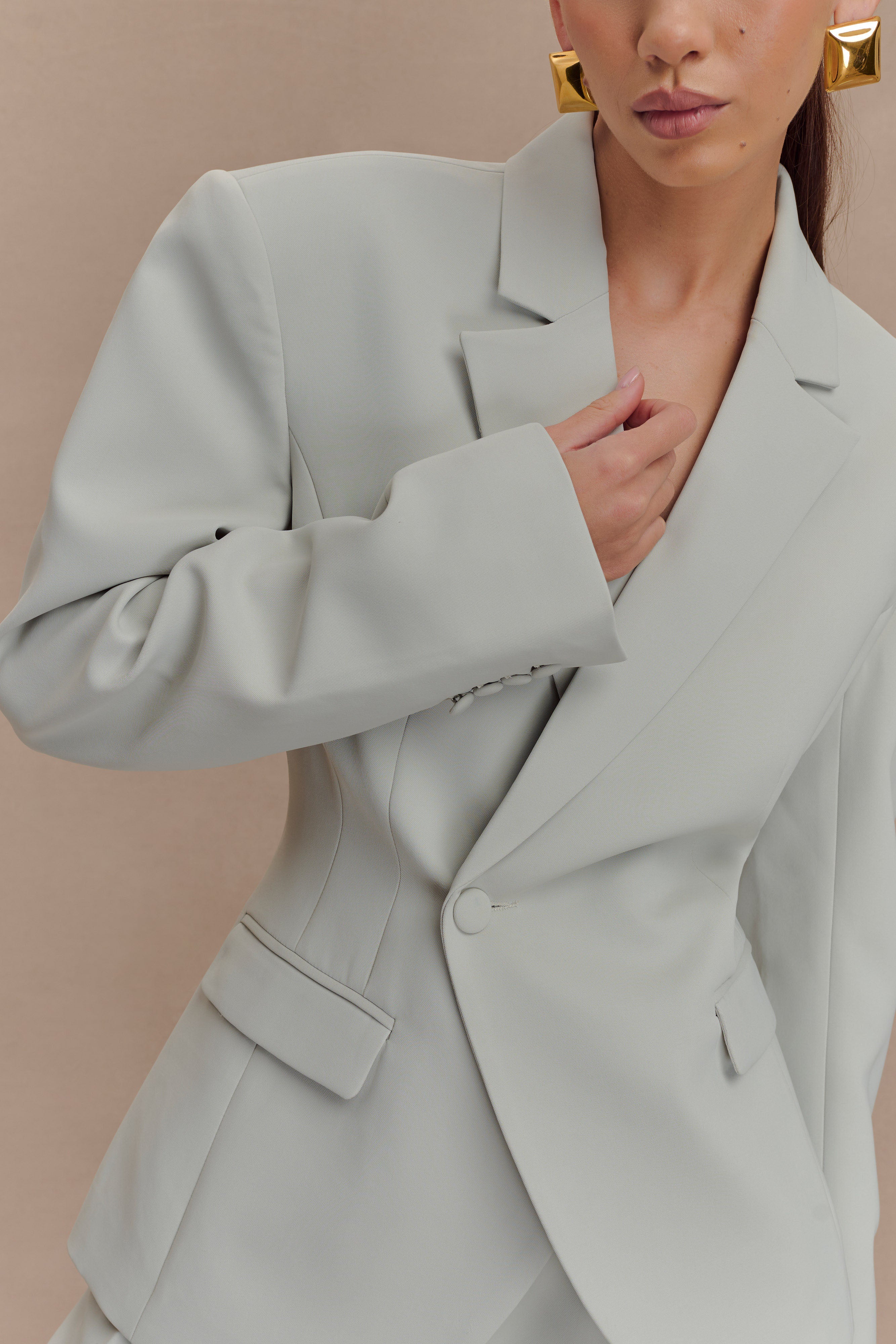 Jameson Cinched Suiting Blazer - Light Sage - Image 3