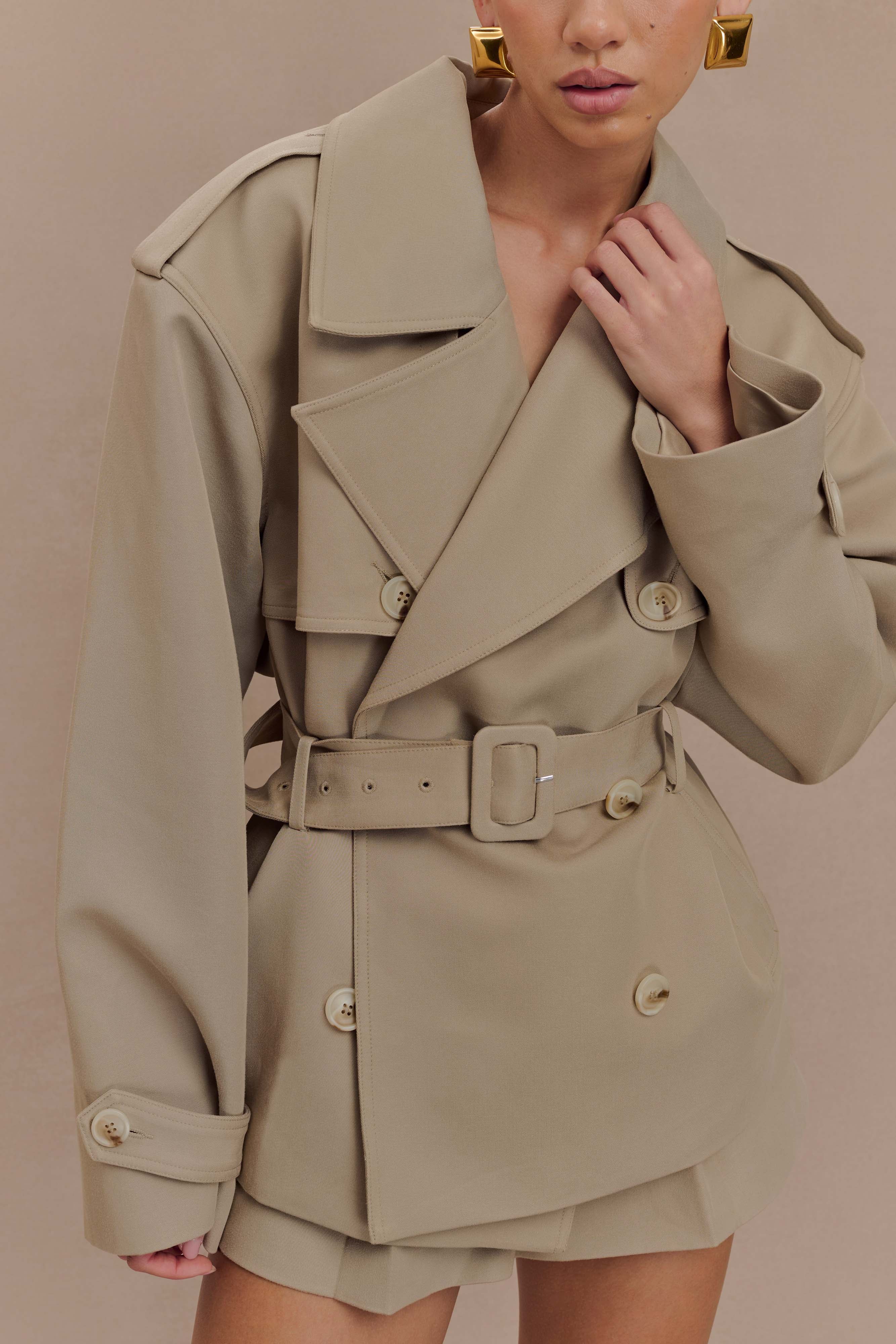 Alden Short Trench Jacket - Pebble - Image 4
