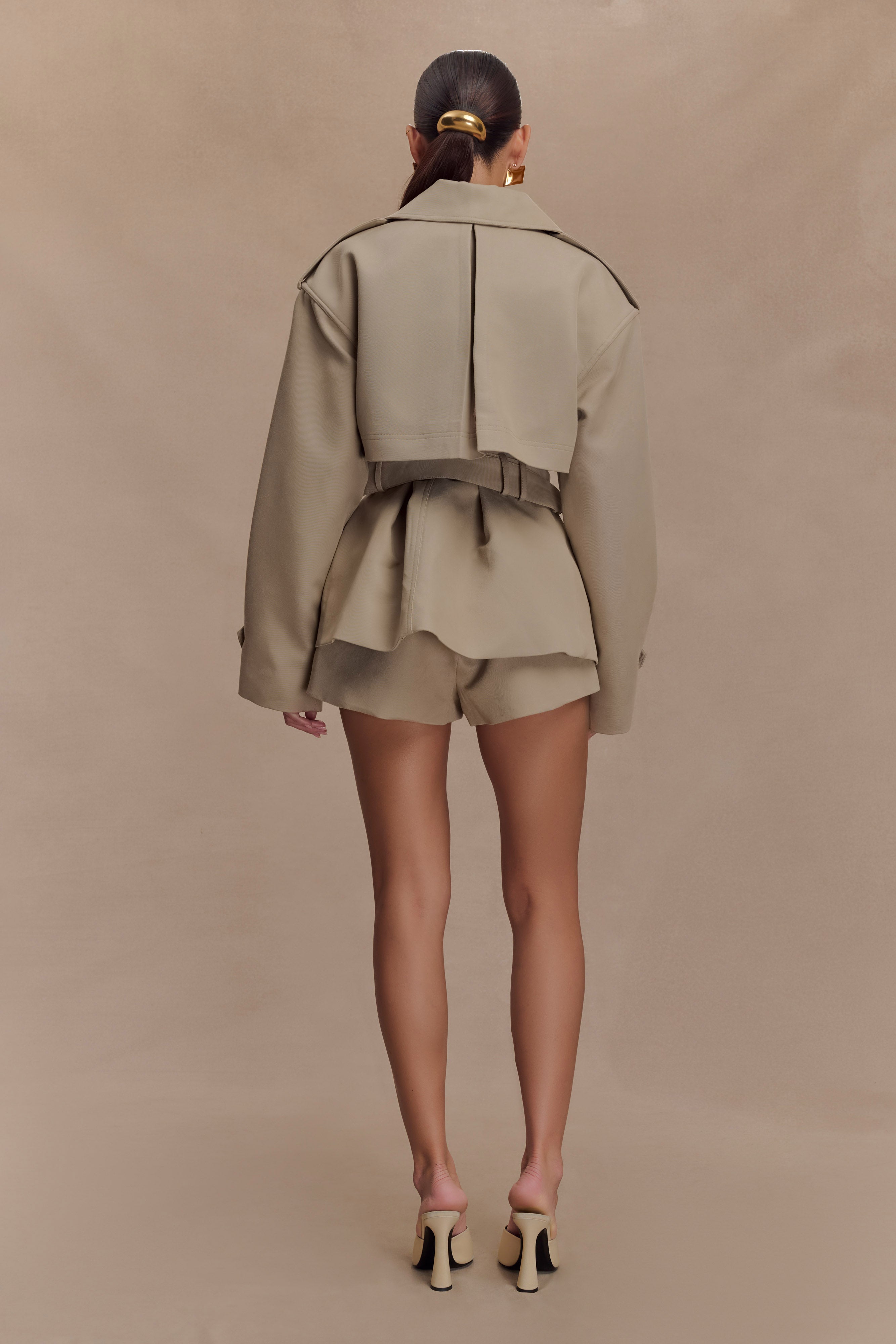 Alden Short Trench Jacket - Pebble - Image 3