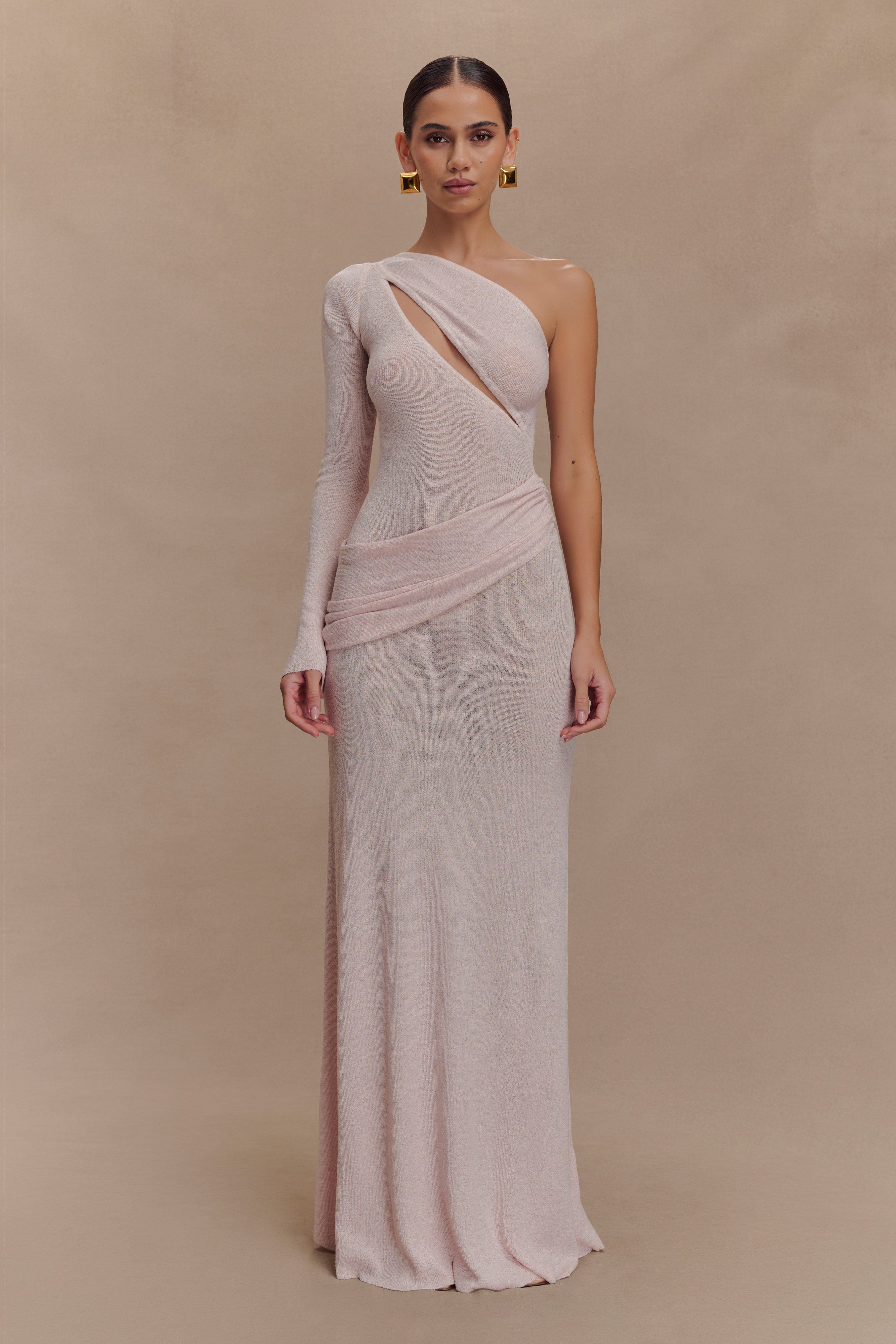 Alternative view of Alexius One Shoulder Knit Maxi Dress - Dusty Pink