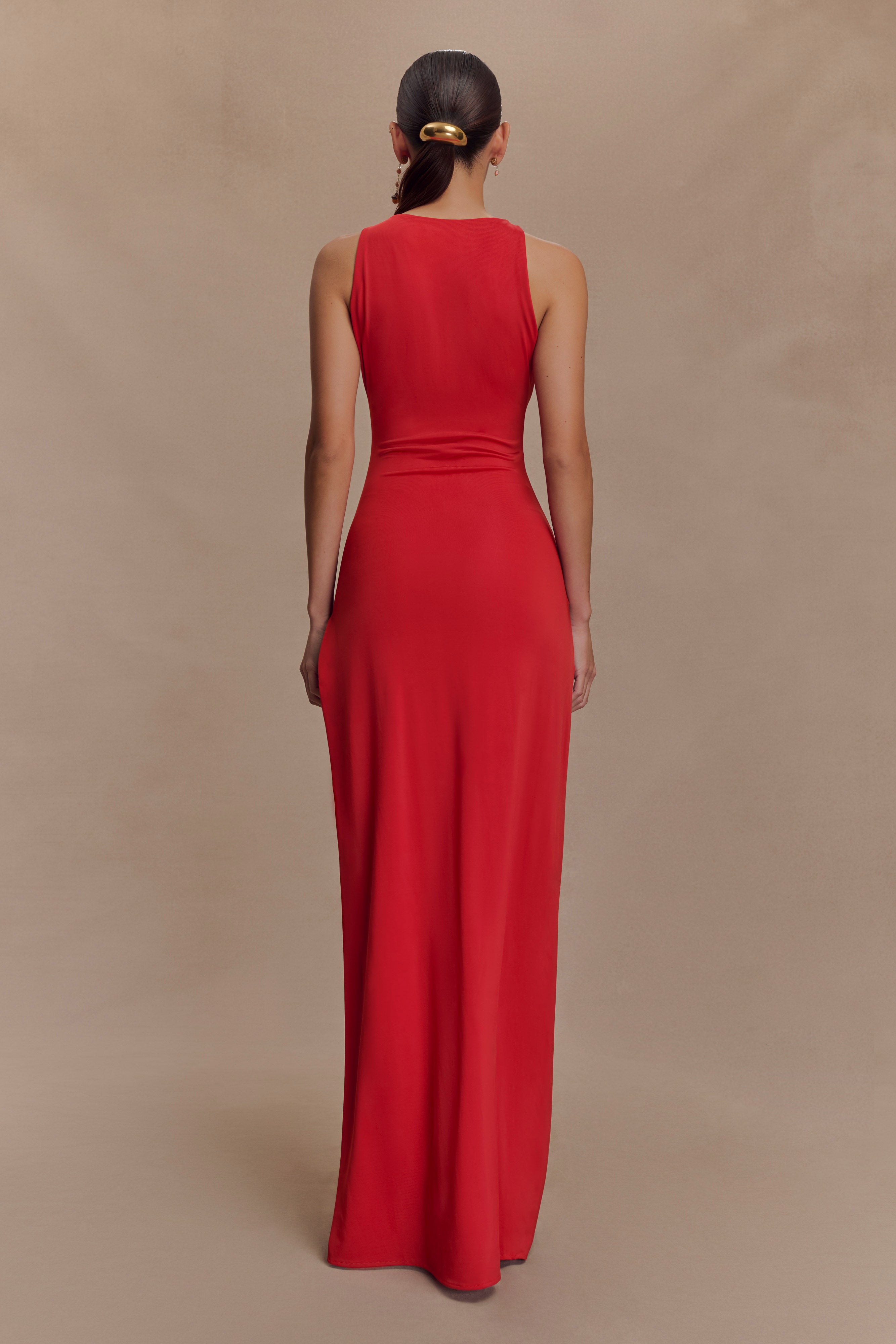 Kaiden Slinky Beaded Maxi Dress - Desert Red - Image 4