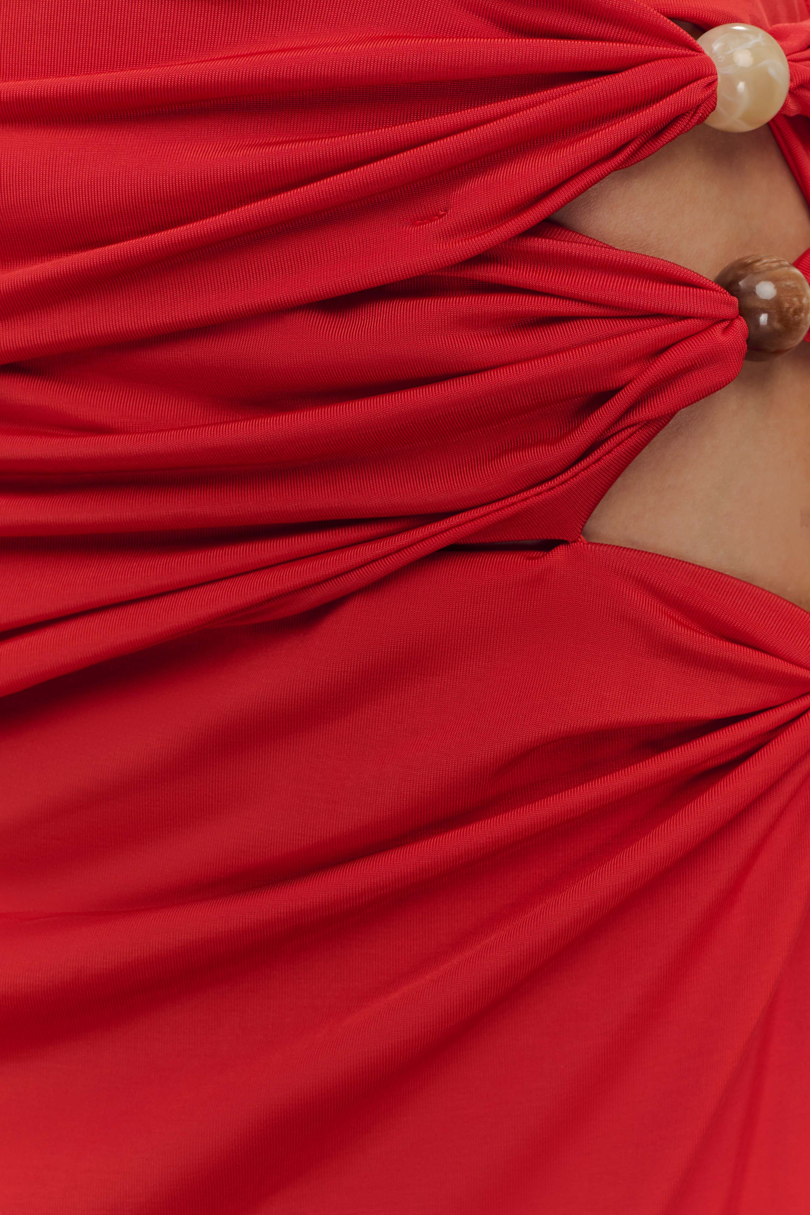 Kaiden Slinky Beaded Maxi Dress - Desert Red - Image 7