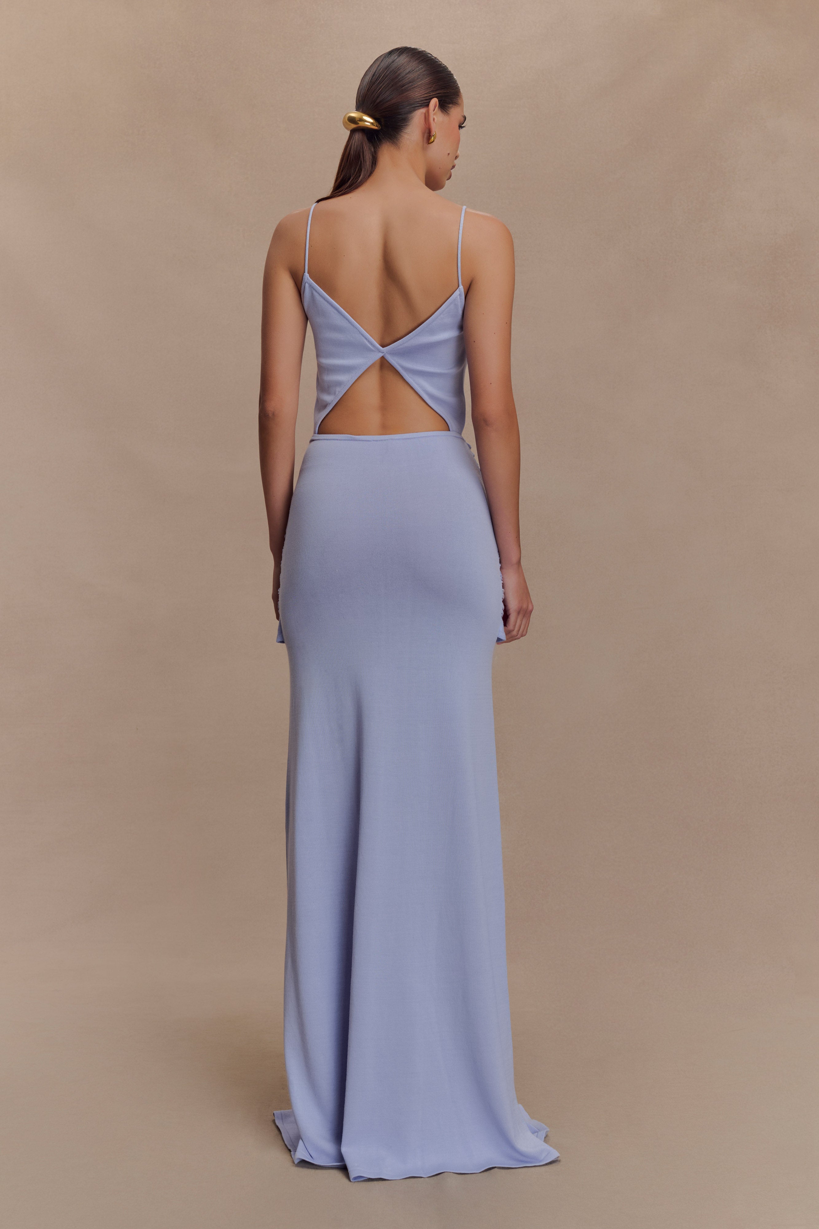 Reama Wrap Over Knit Maxi Dress - Cornflower Blue - Image 2