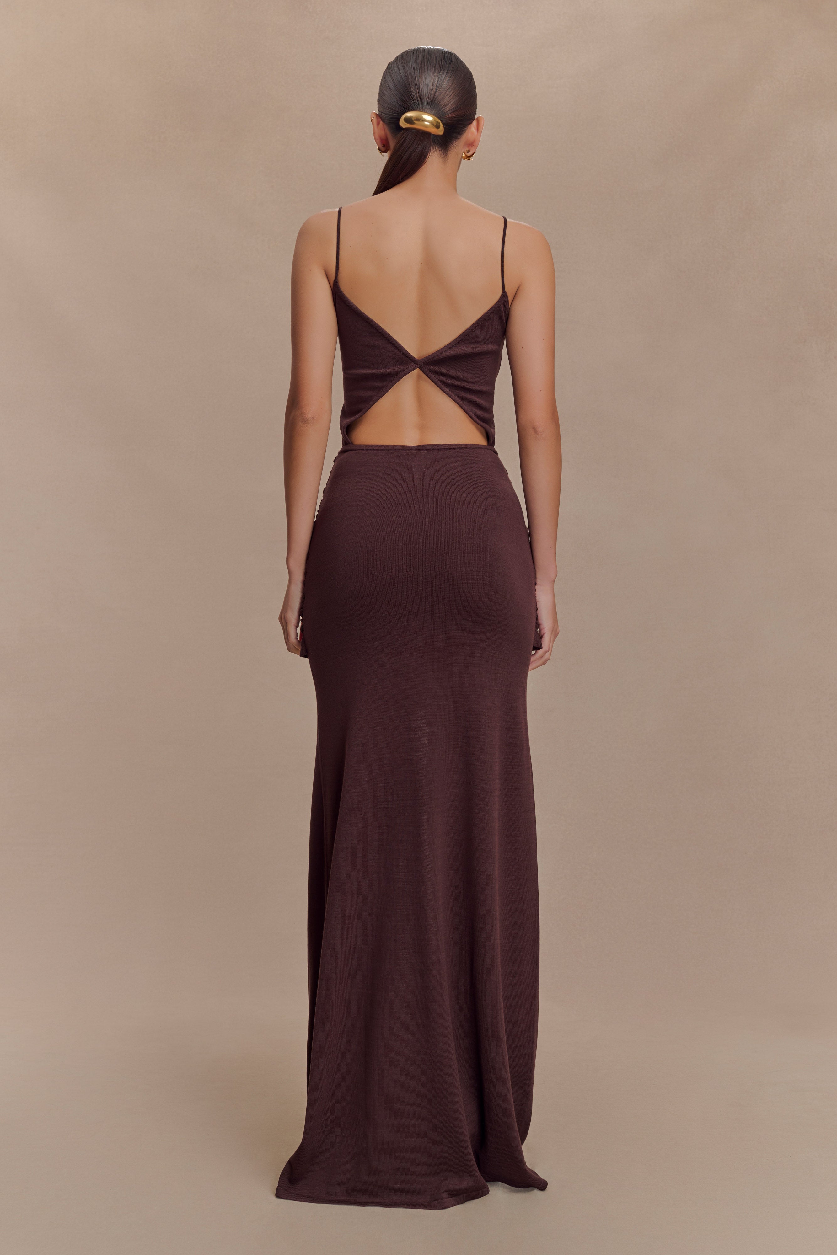 Alternative view of Reama Wrap Over Knit Maxi Dress - Chocolate