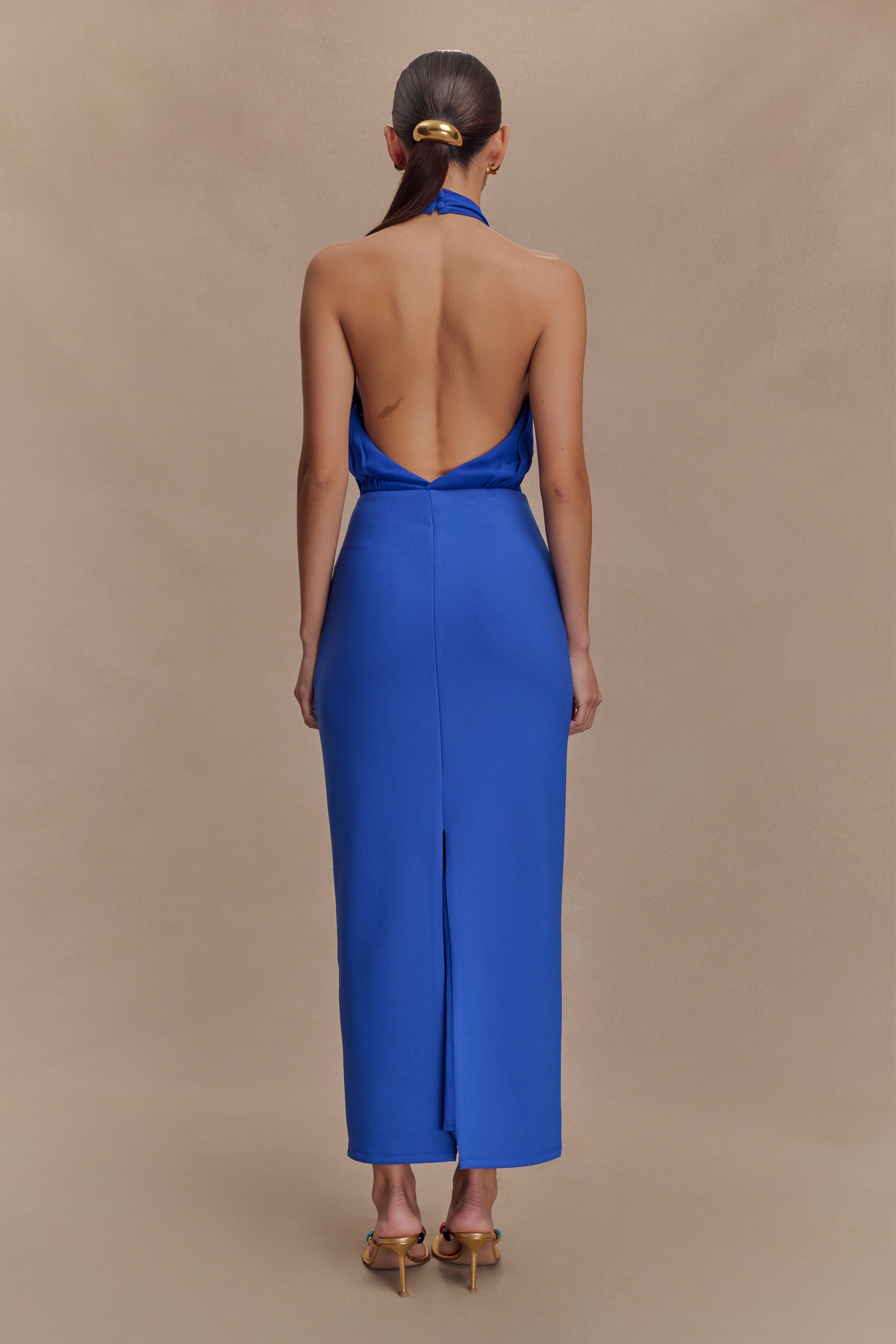 Alternative view of Mierah Halter Midi Dress - Cobalt Blue