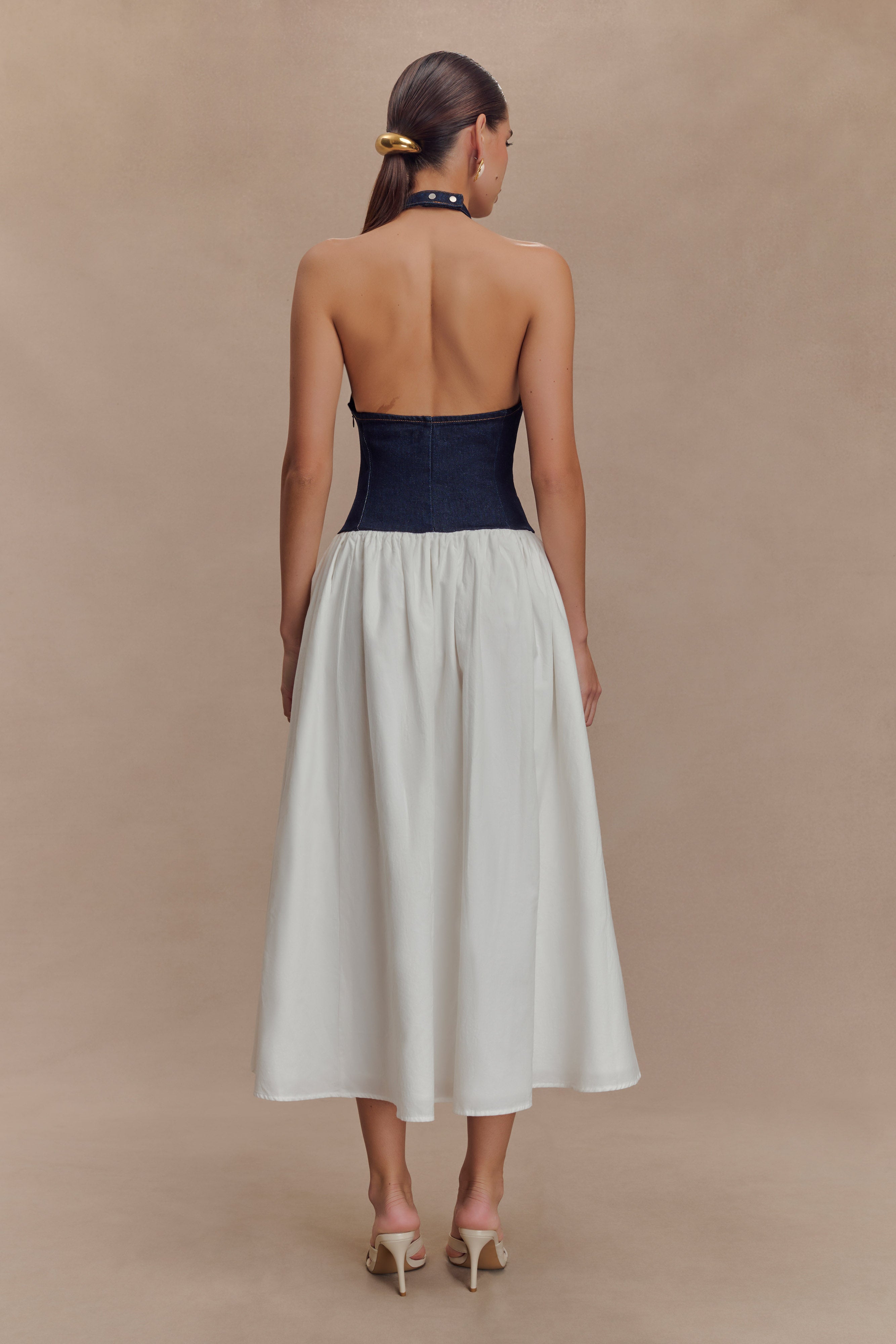 Alternative view of Ashwin Denim Cotton Midi Dress - Indigo Blue