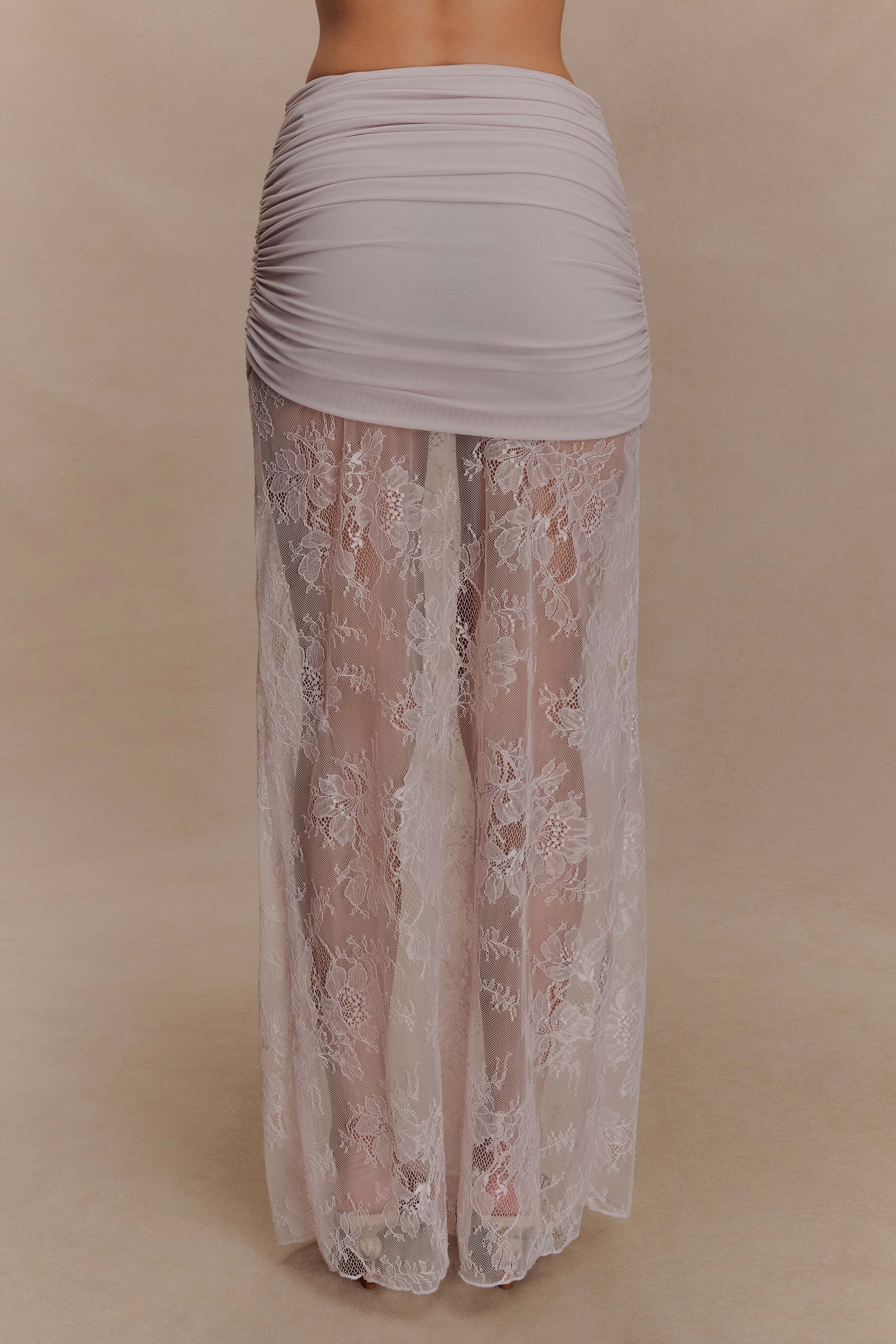 Alternative view of Guinevere Lace And Mesh Maxi Skirt - Lilac