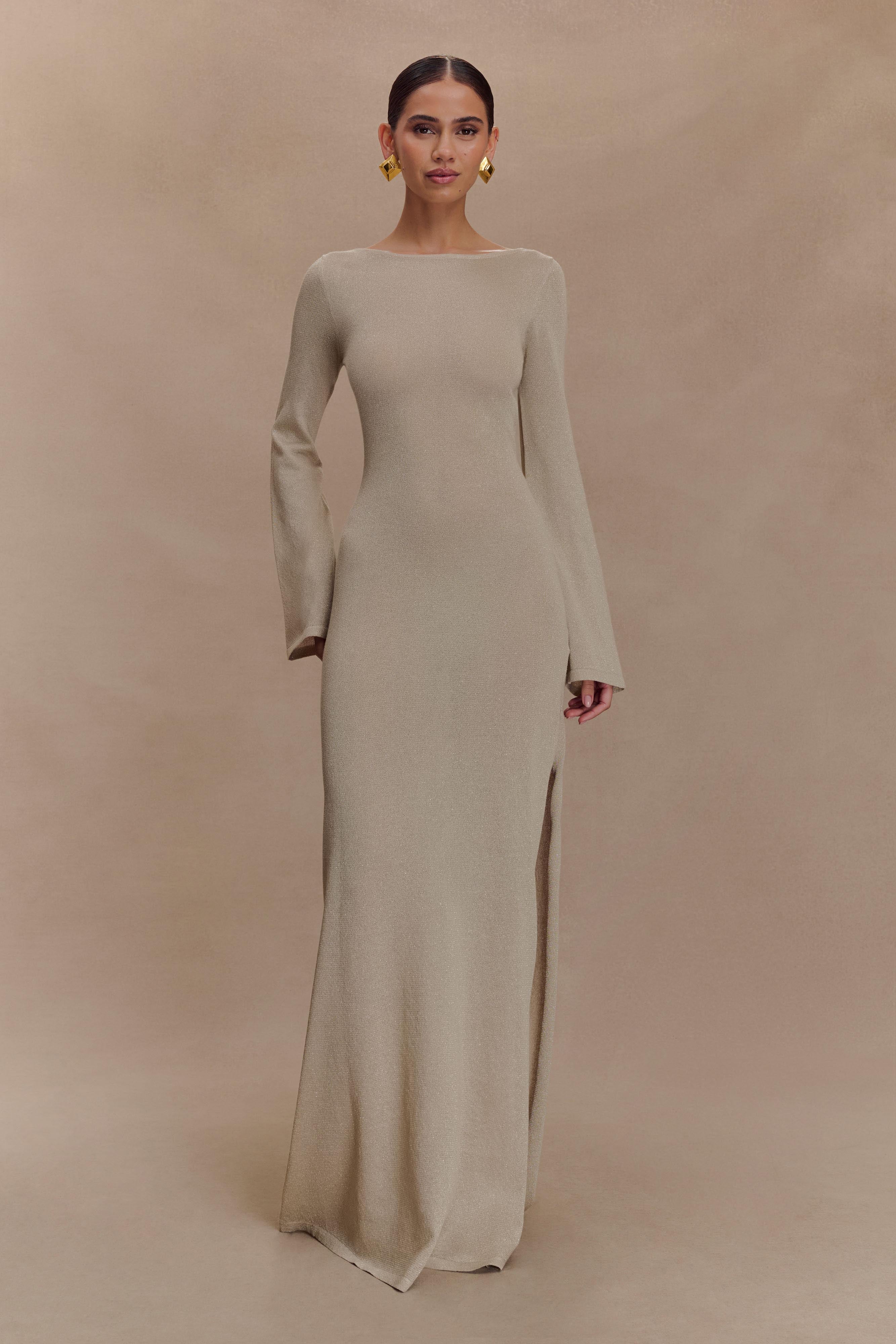 Atticus Knit Maxi Dress With Sequin - Gold - Image 8