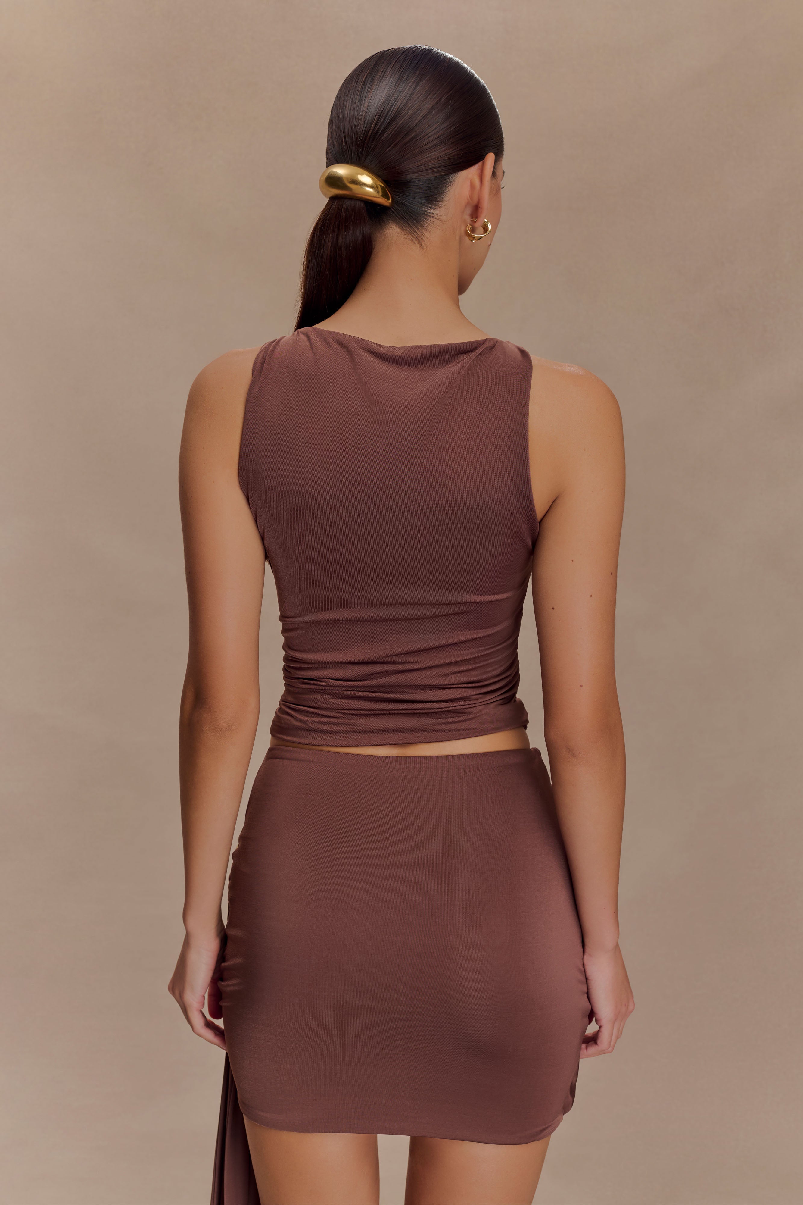 Alternative view of Alicent Slinky Beaded Top - Chocolate