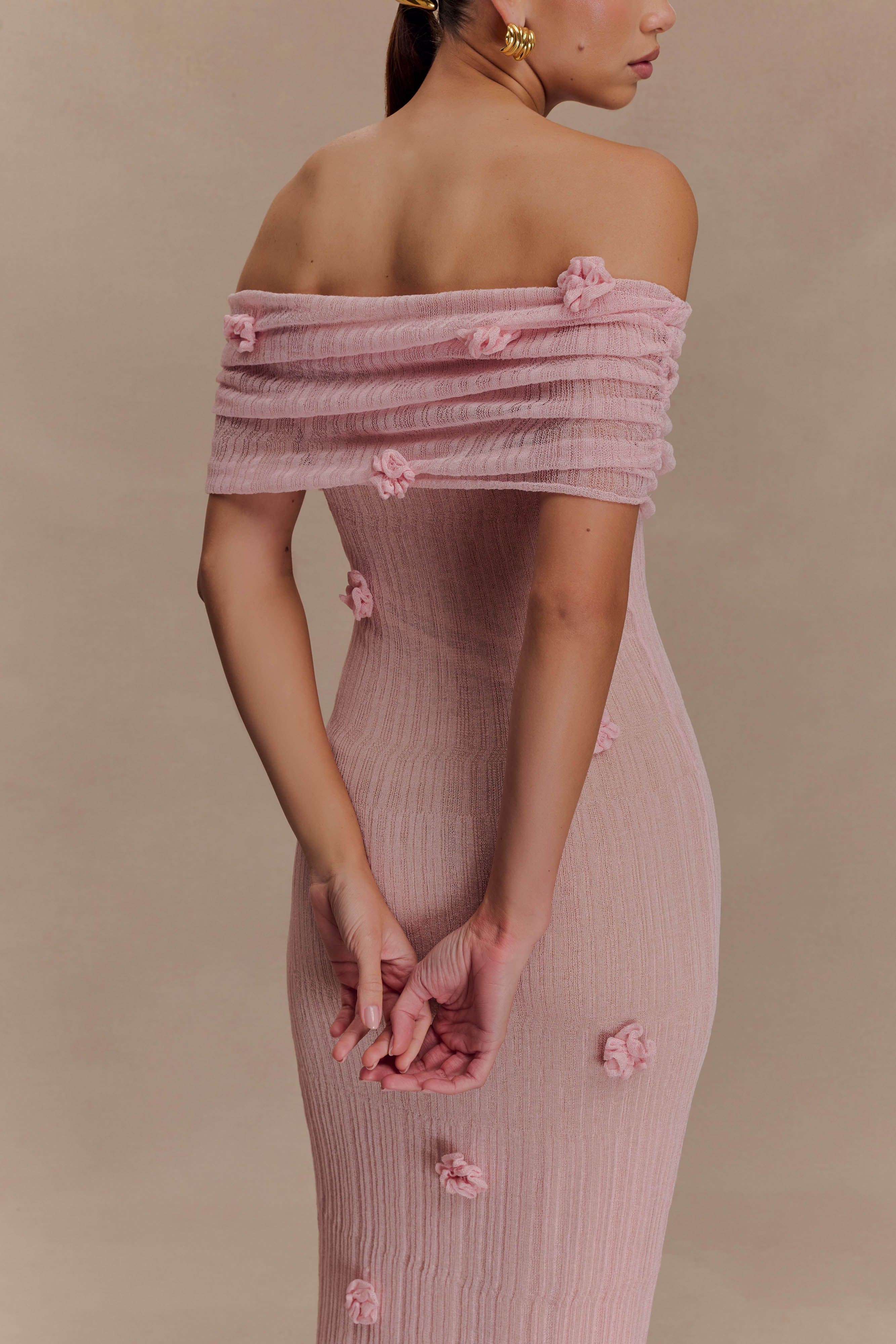 Brynn Orchid Knit Maxi Dress - Pastel Pink - Image 3