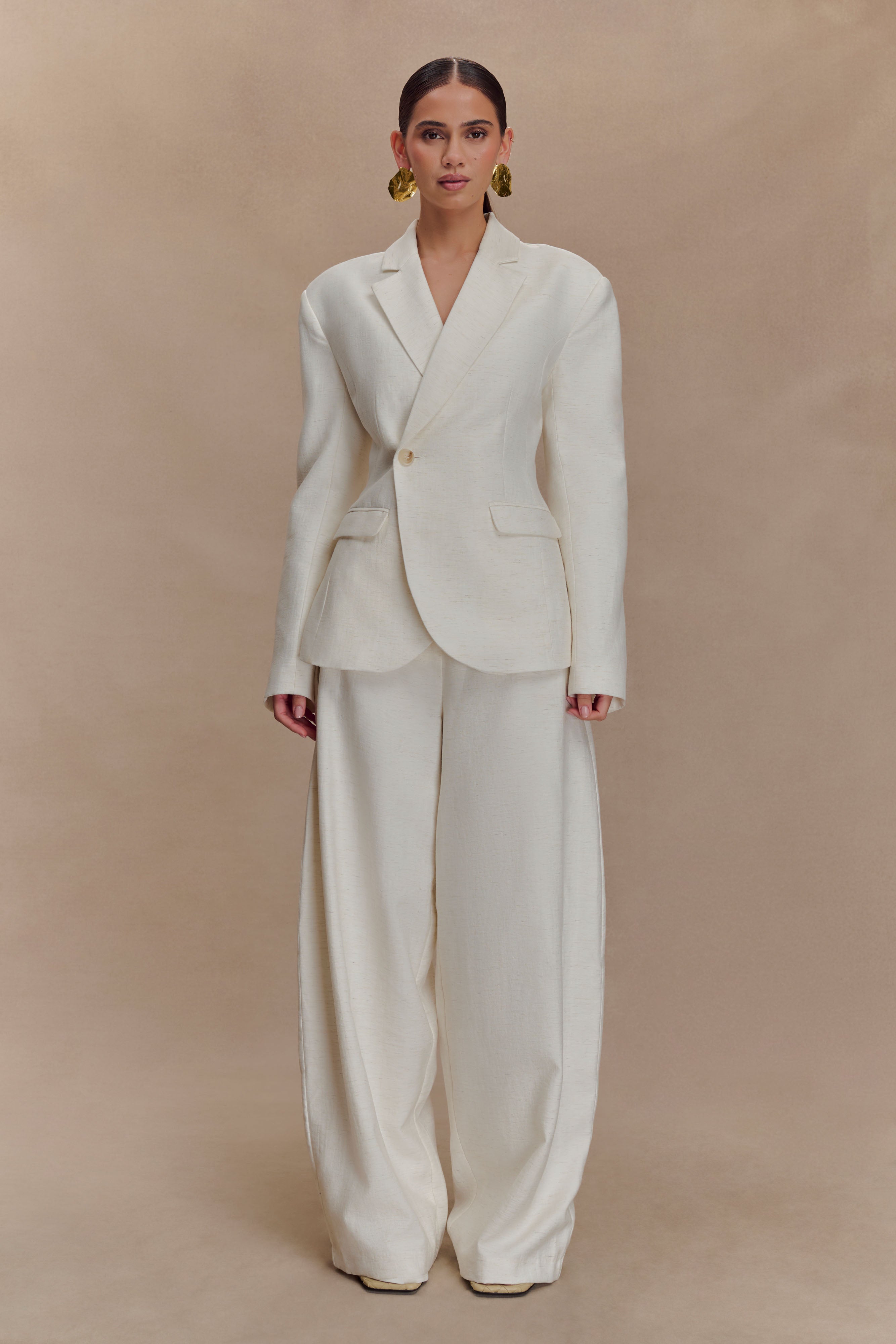 Cyrene Linen Wide Leg Pants - Oat Marle - Image 6
