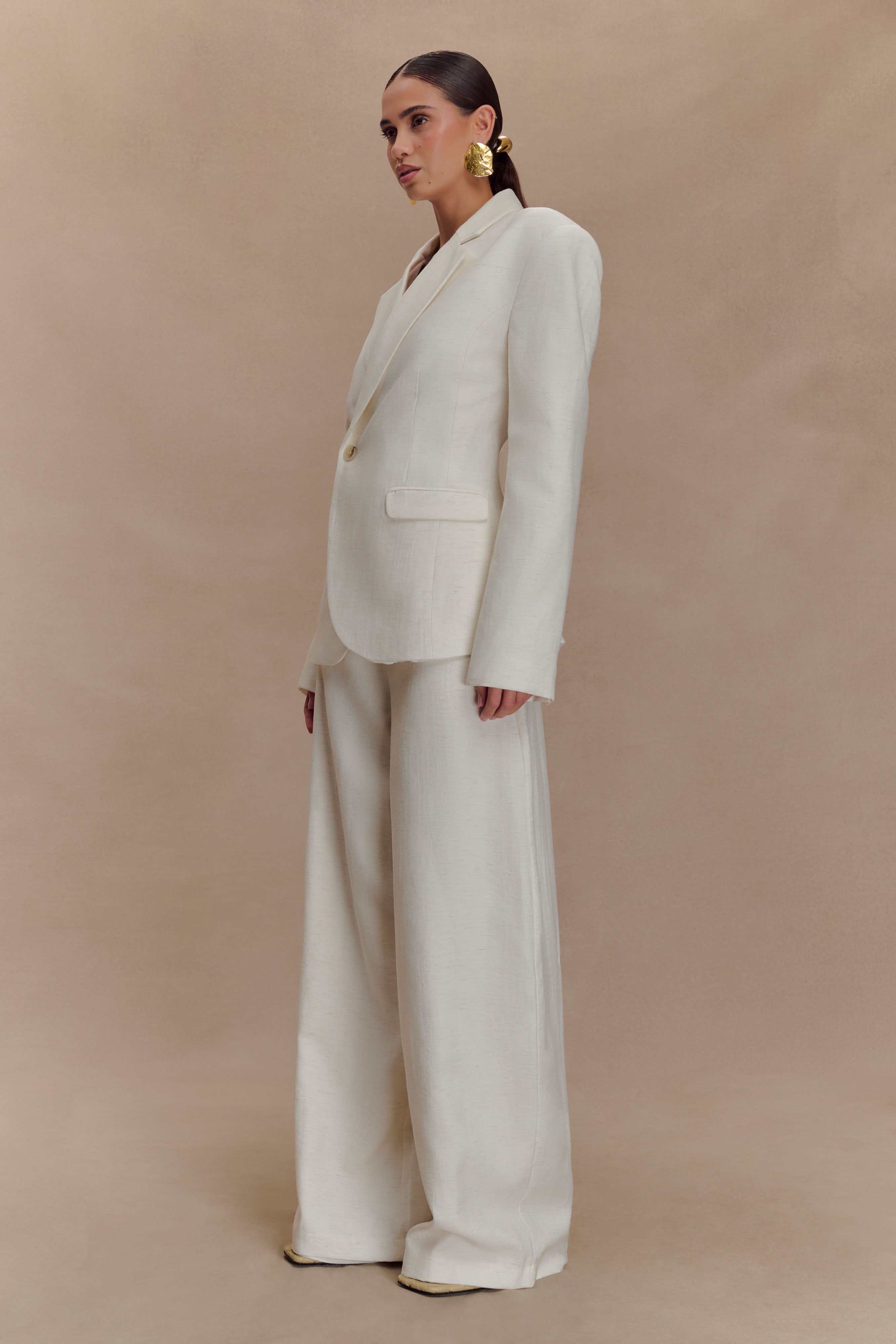 Cyrene Linen Wide Leg Pants - Oat Marle - Image 4