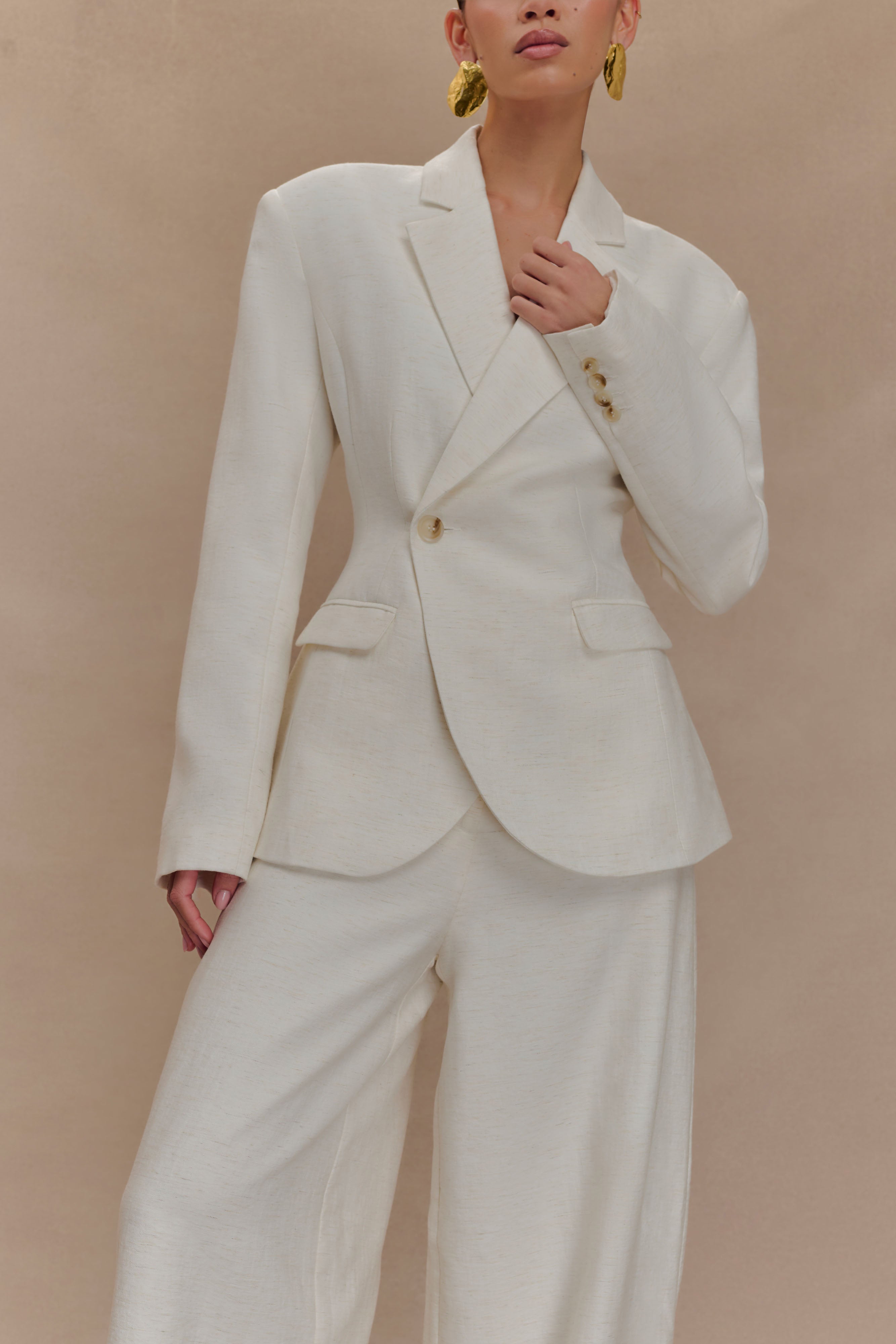 Cyrene Linen Wide Leg Pants - Oat Marle - Image 3