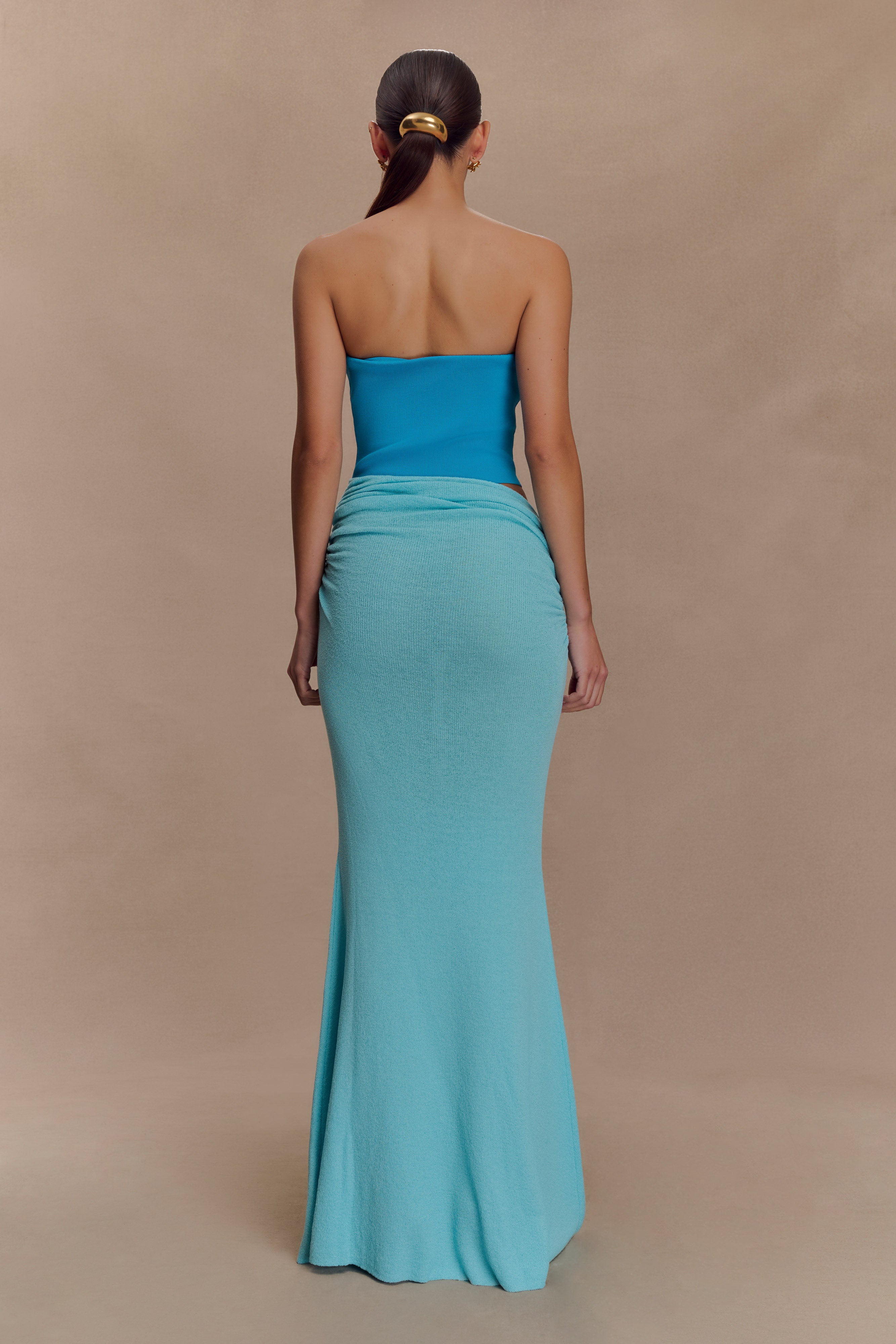 Alternative view of Jasiel Strapless Knit Maxi Dress - Cyan Blue