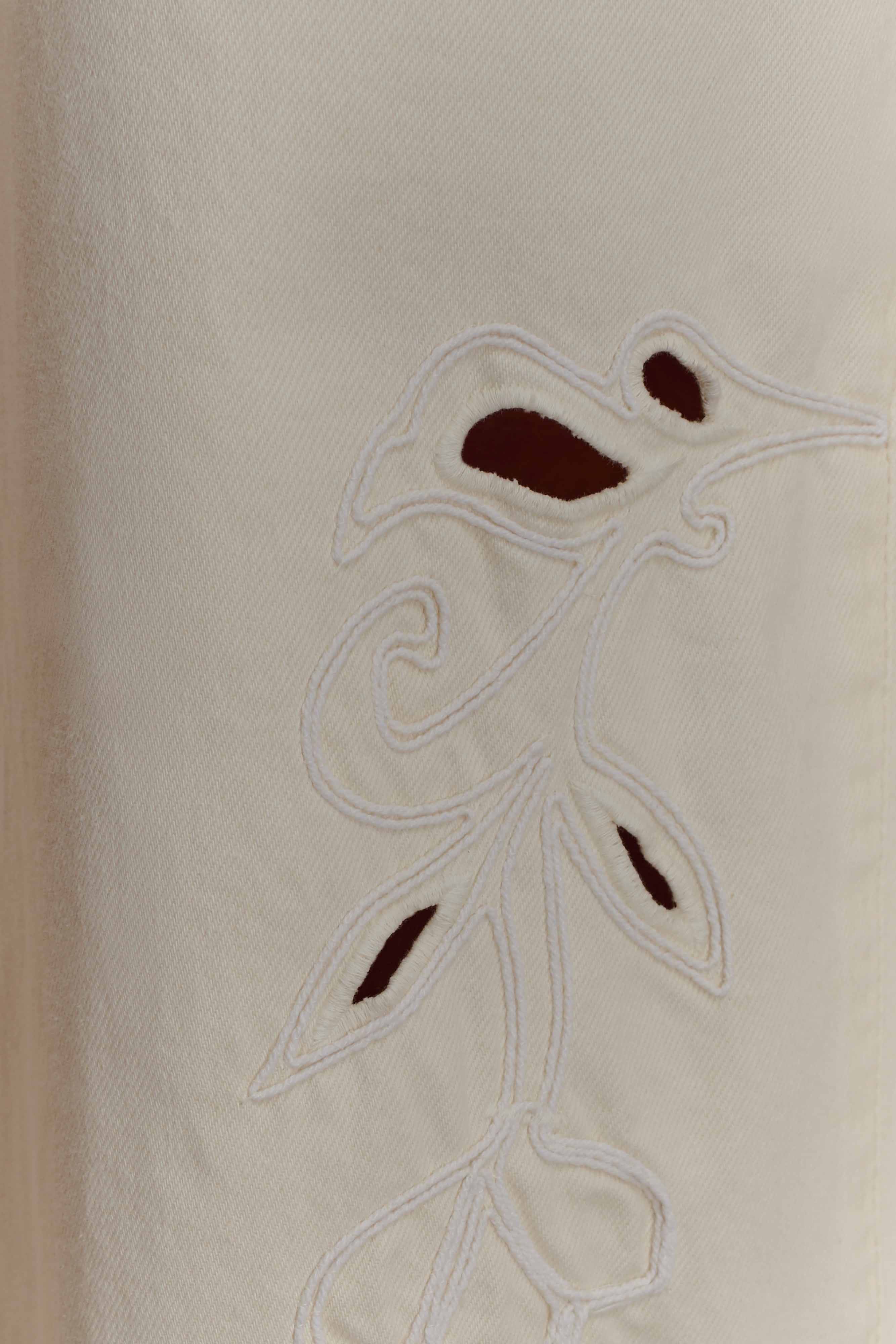 Carmella Embroided Jeans - Ecru - Image 5