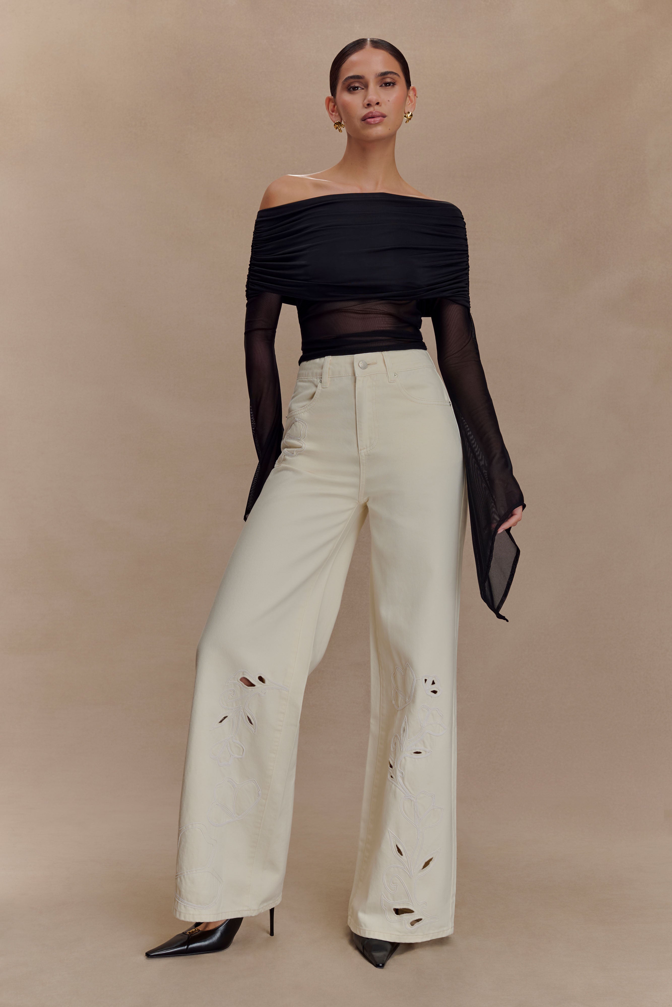 Dahlia One Shoulder Top - Black - Image 3