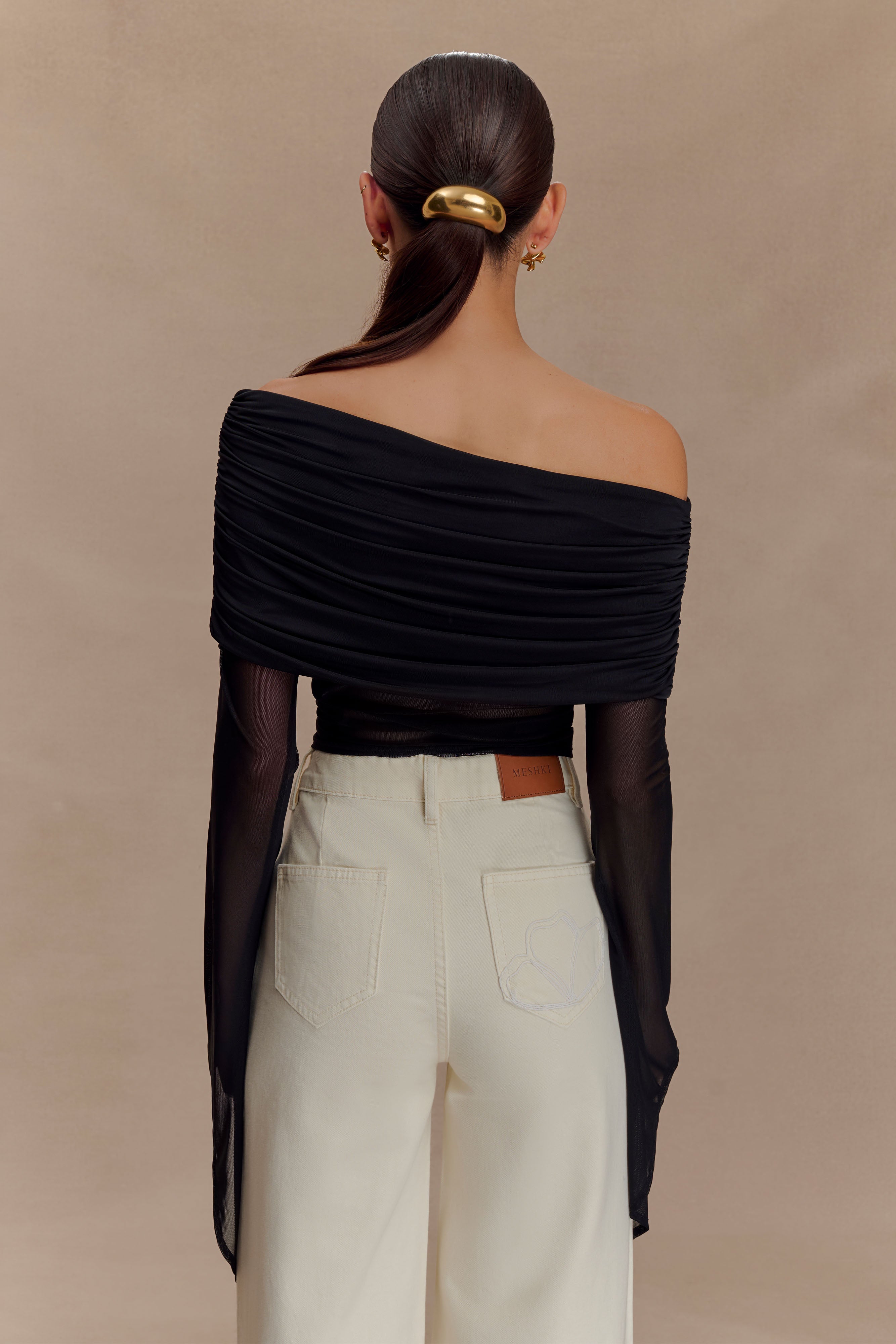 Dahlia One Shoulder Top - Black - Image 2