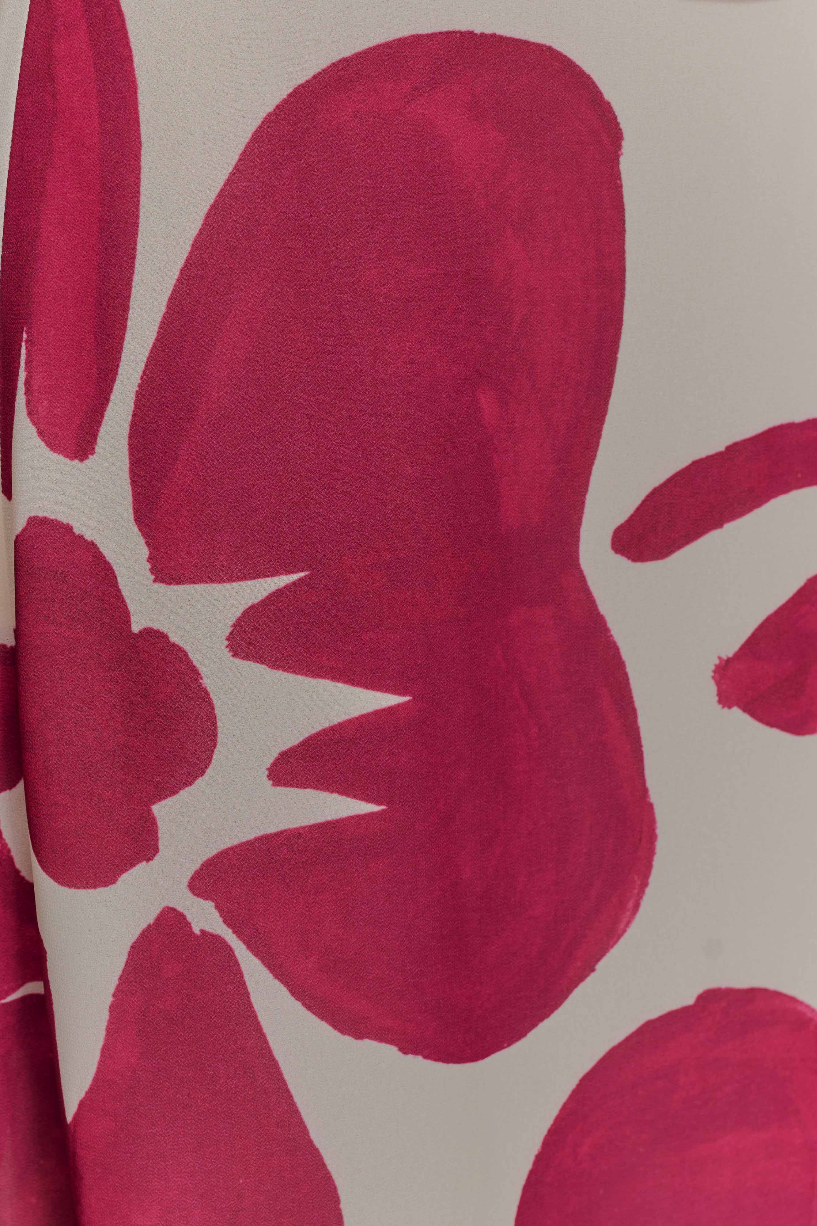 Katalina Chiffon Cowl Halter Top - Red Deco Fleur Print - Image 9