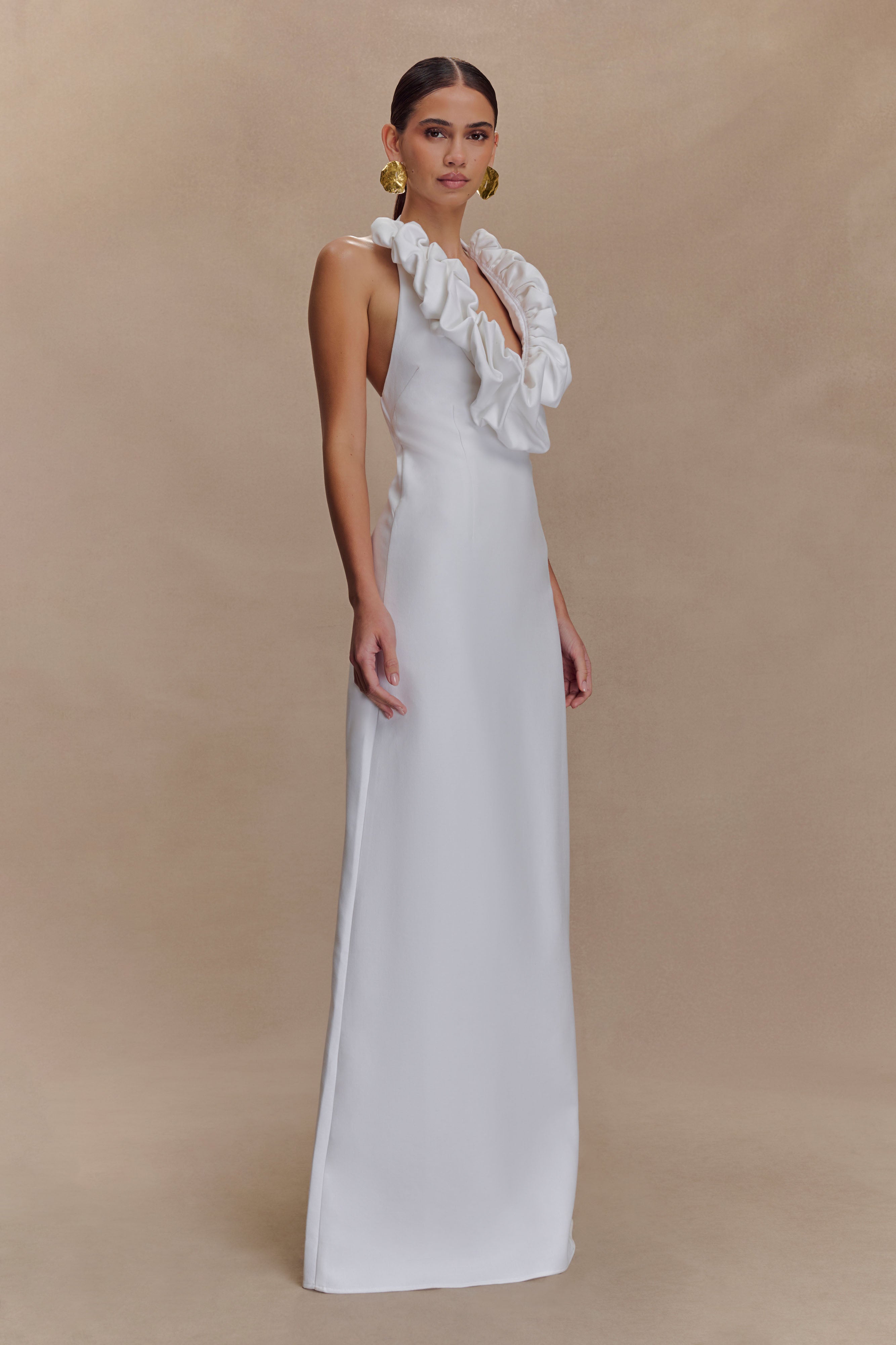 Carolyn Linen Bubble Maxi Dress - White - Image 4