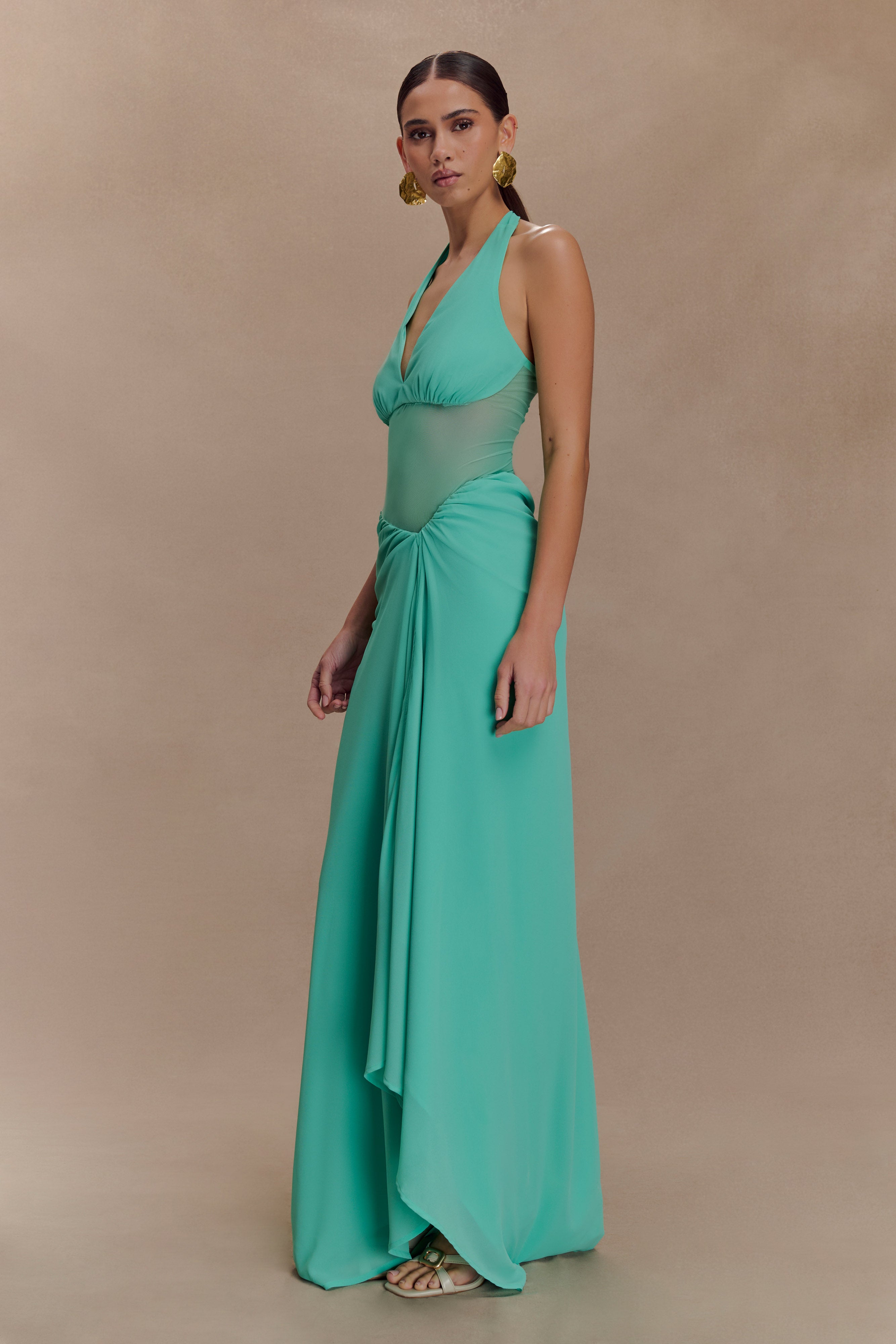 Jonna Chiffon And Mesh Maxi Dress - Lagoon - Image 4